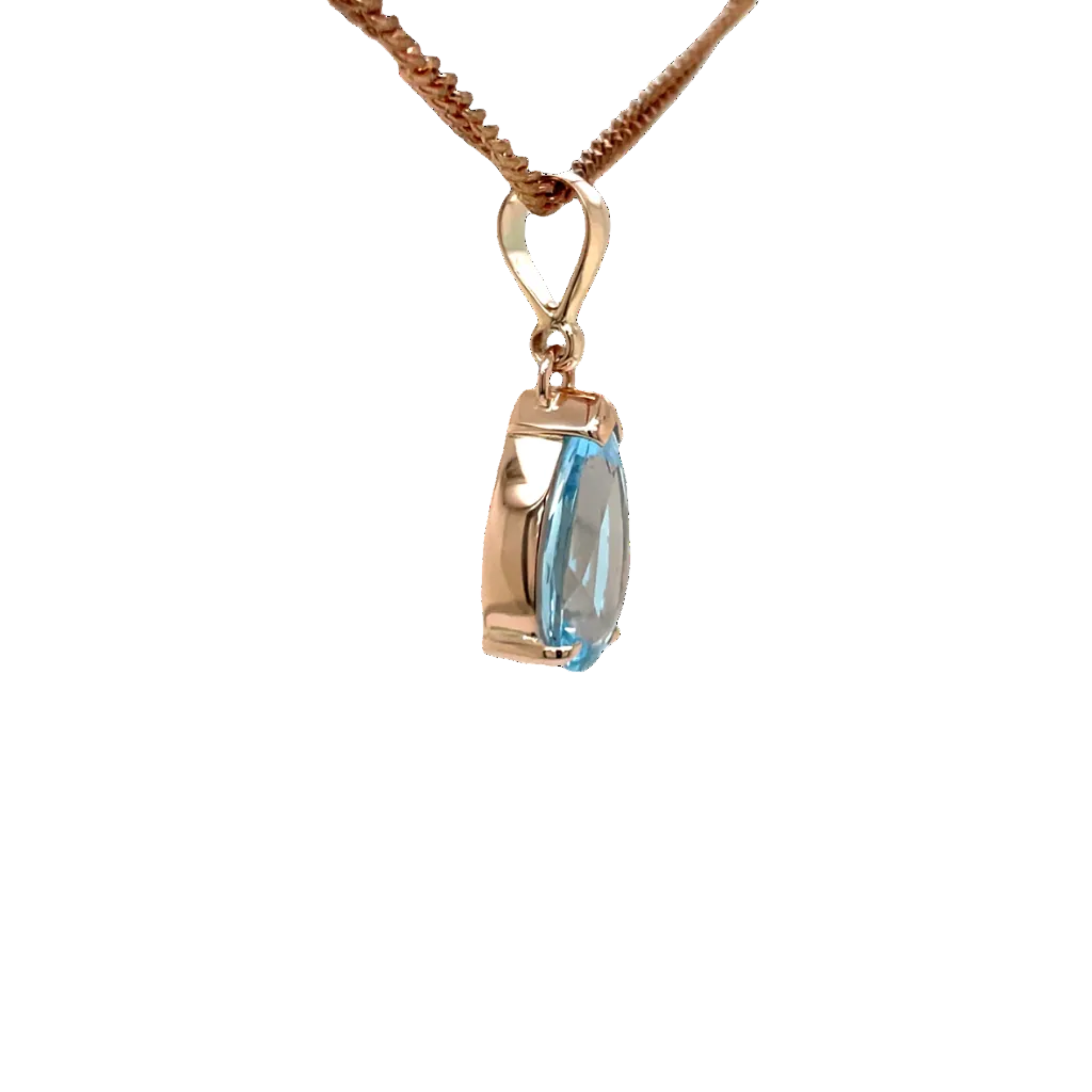9ct Rose Gold Pear Shape Blue Topaz Pendant