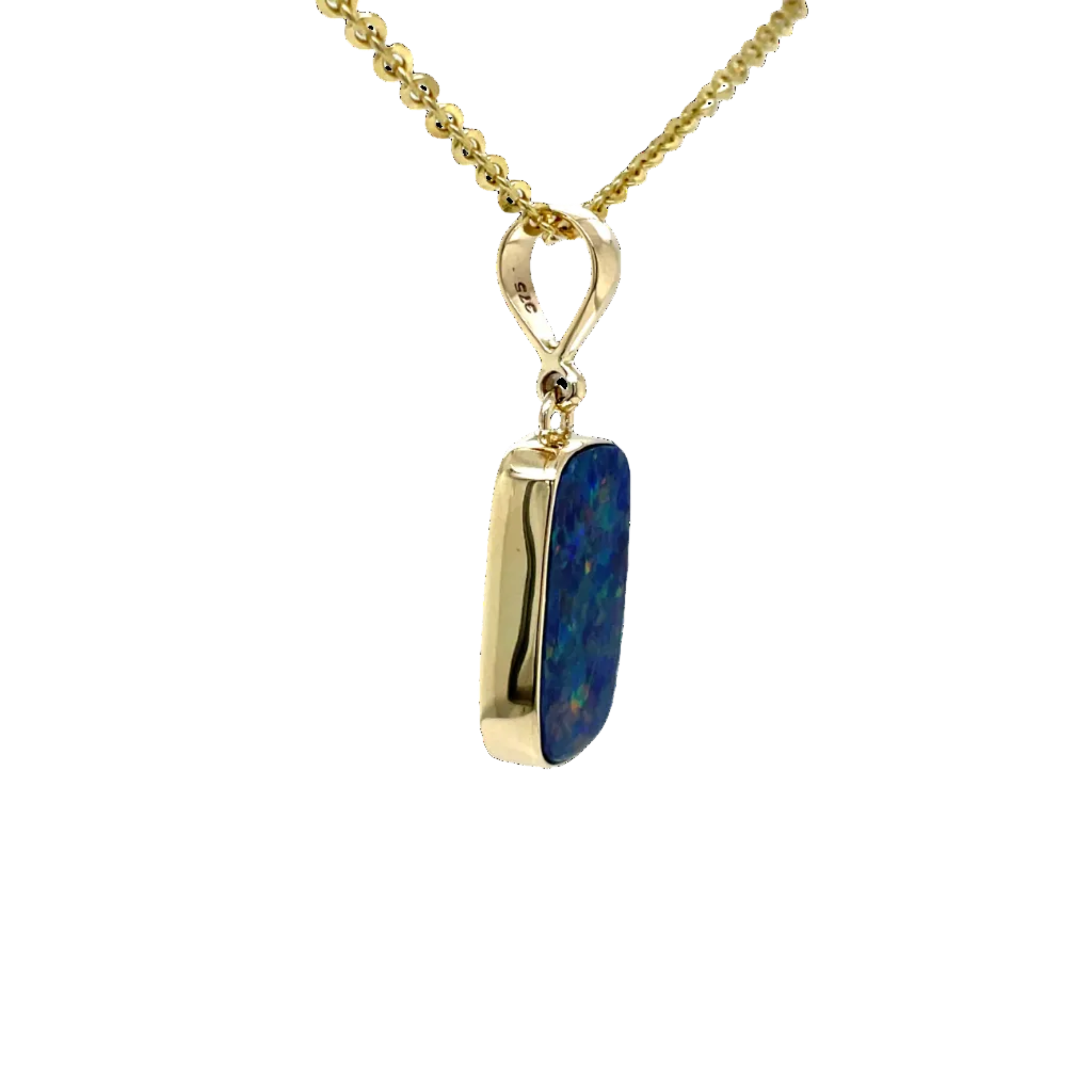 9ct Yellow Gold Australian Doublet Opal Pendant