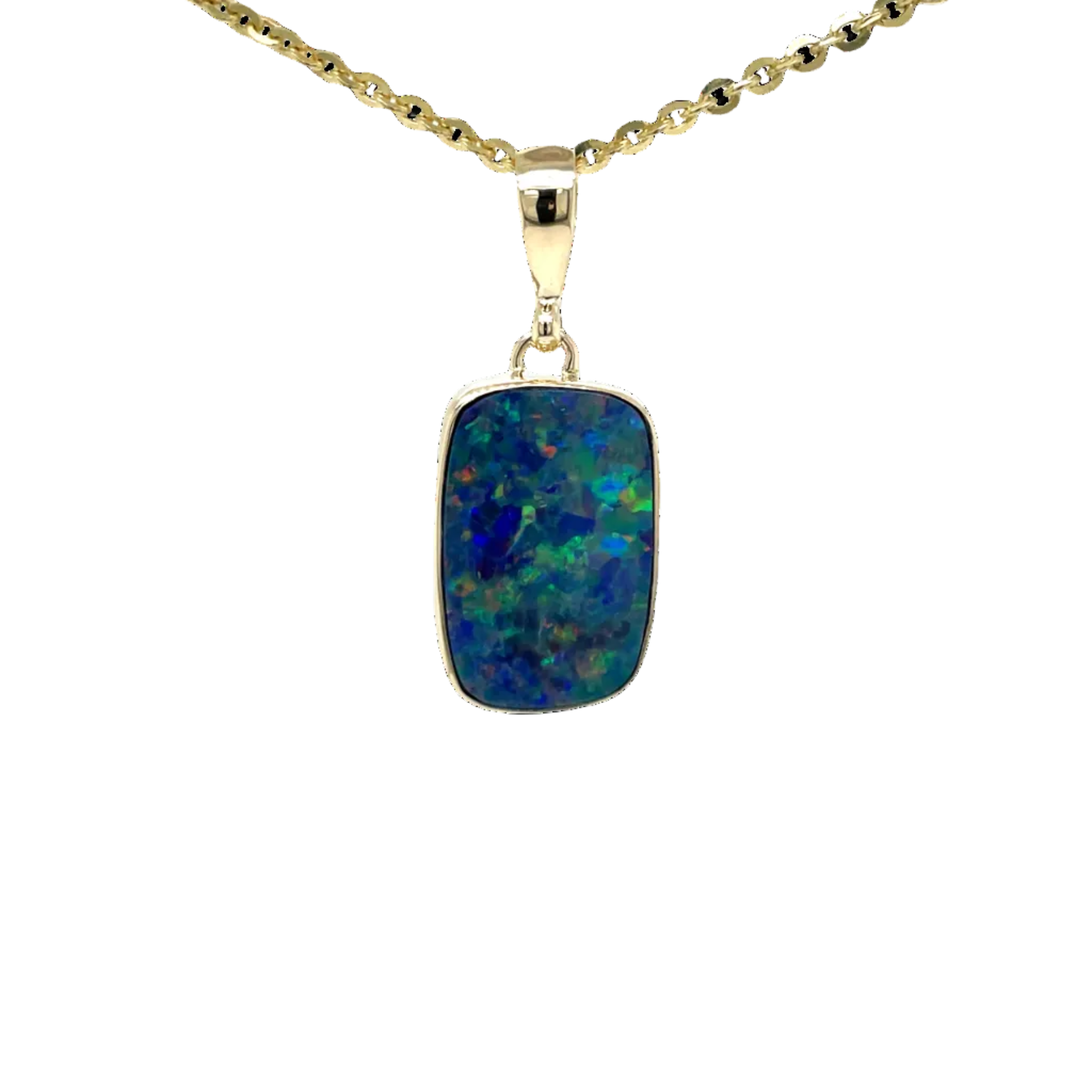 9ct Yellow Gold Australian Doublet Opal Pendant