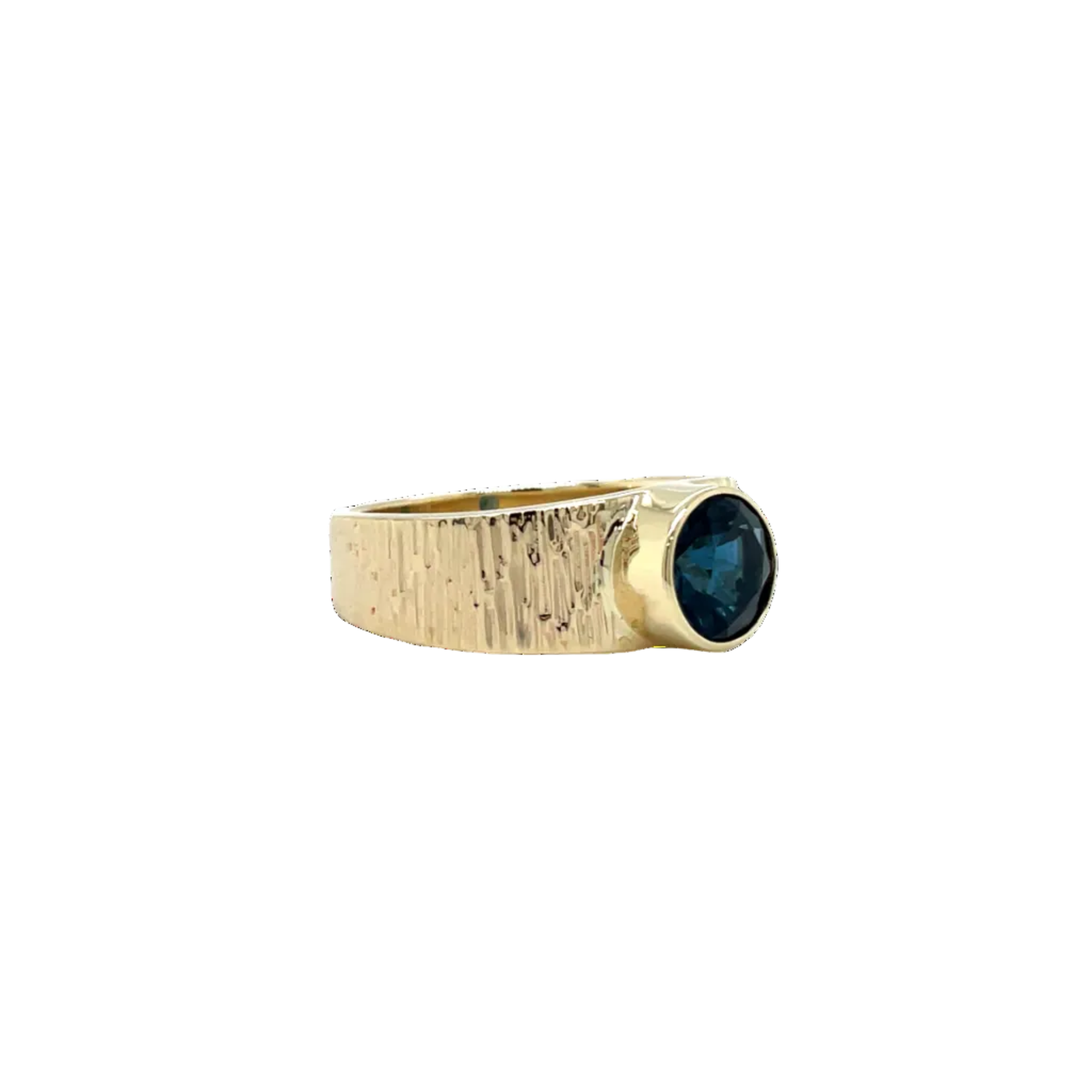 9ct Yellow Gold London Blue Topaz Textured Dress Ring