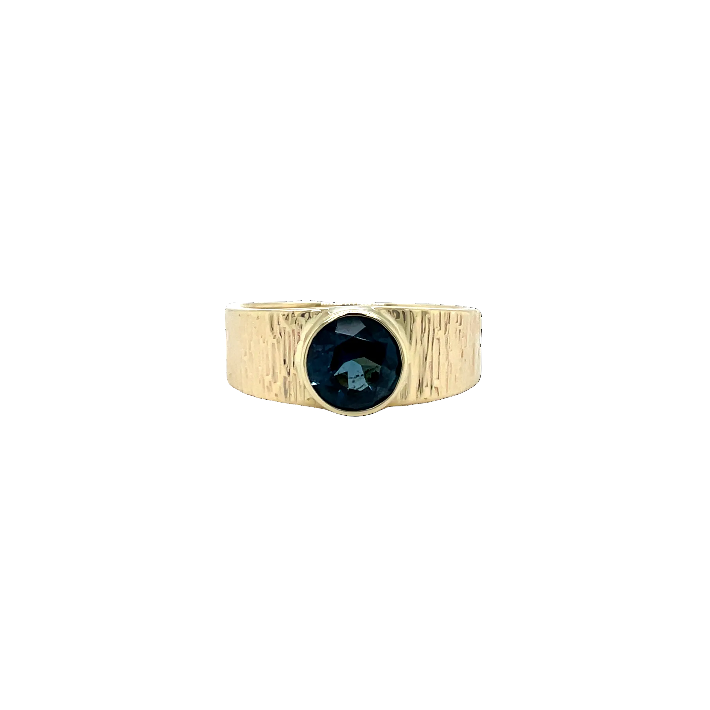 9ct Yellow Gold London Blue Topaz Textured Dress Ring