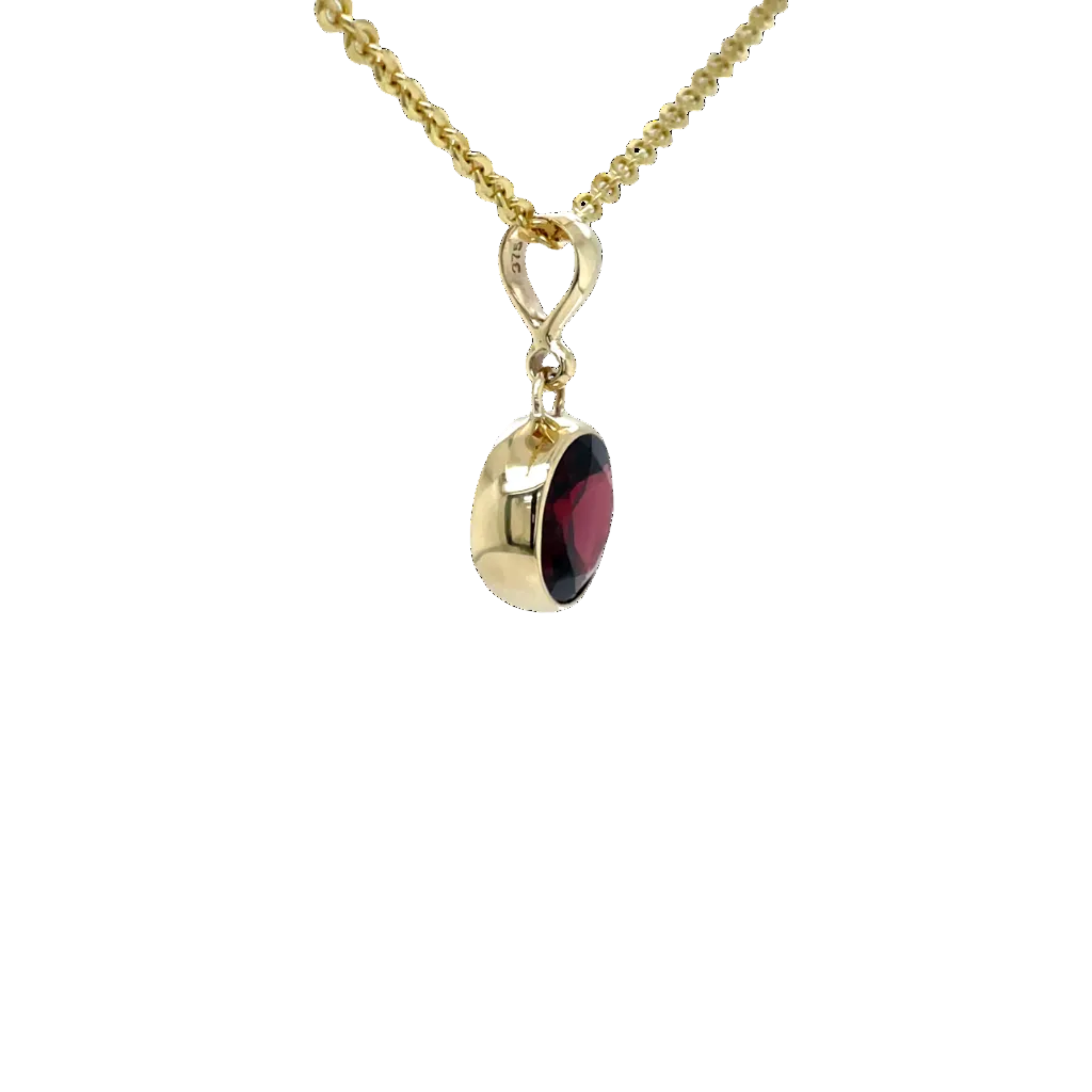 9ct Yellow Gold Round Garnet Pendant