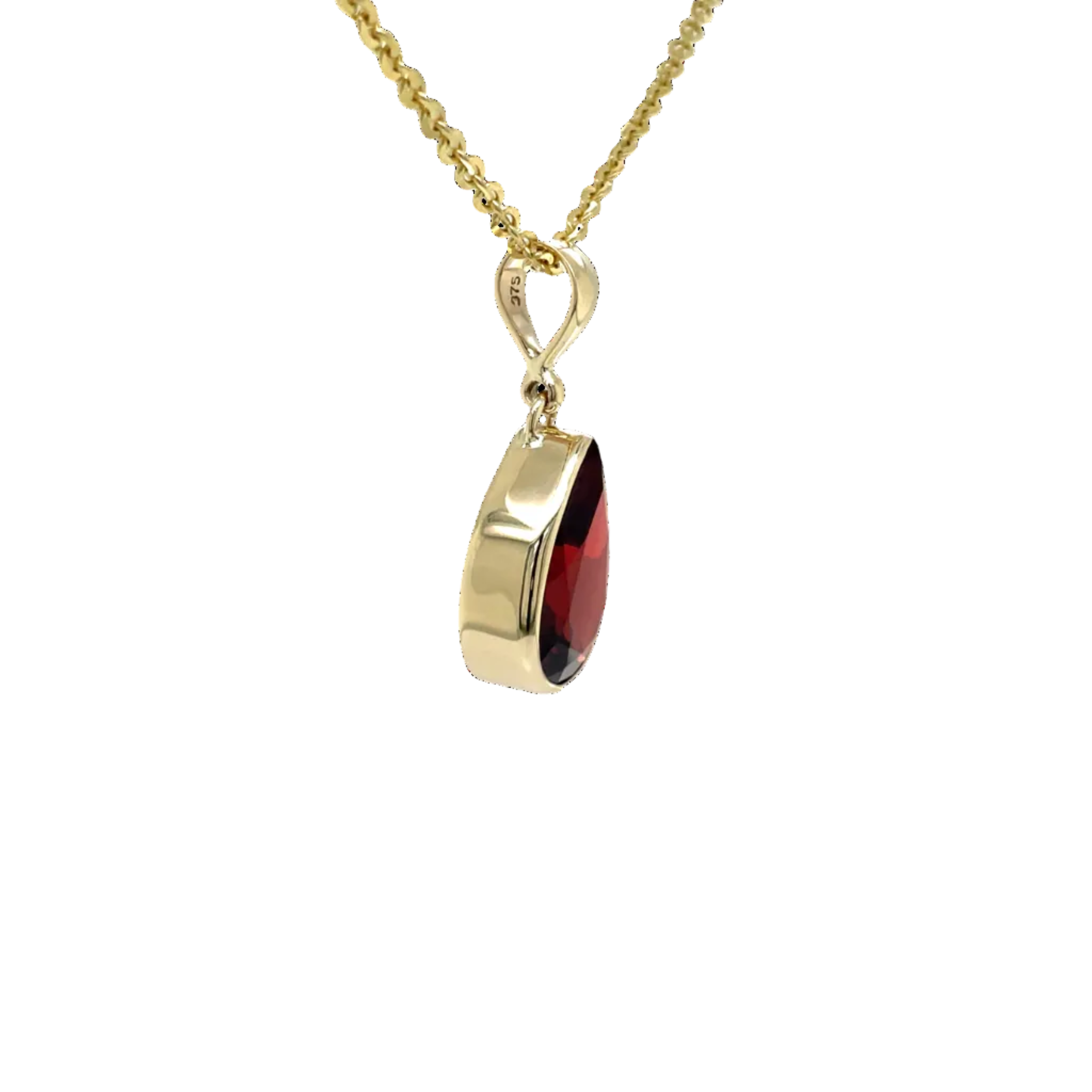 9ct Yellow Gold Pear Shape Garnet Pendant