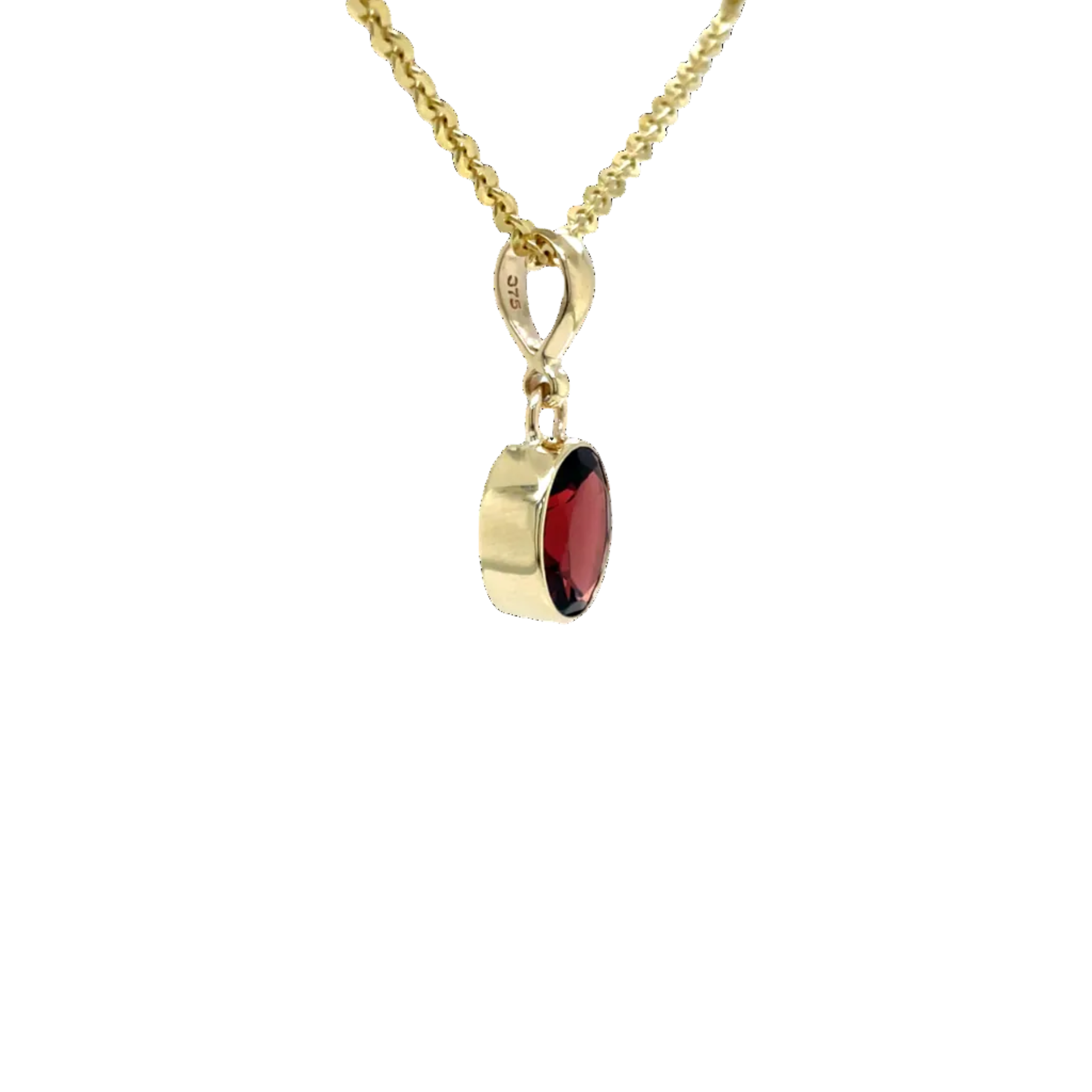 9ct Yellow Gold Oval Garnet Pendant