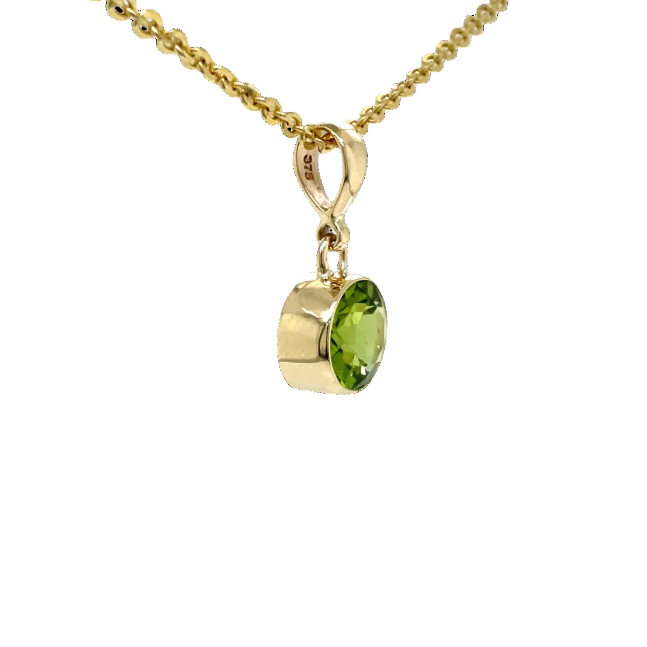 9ct Yellow Gold Round Peridot Pendant