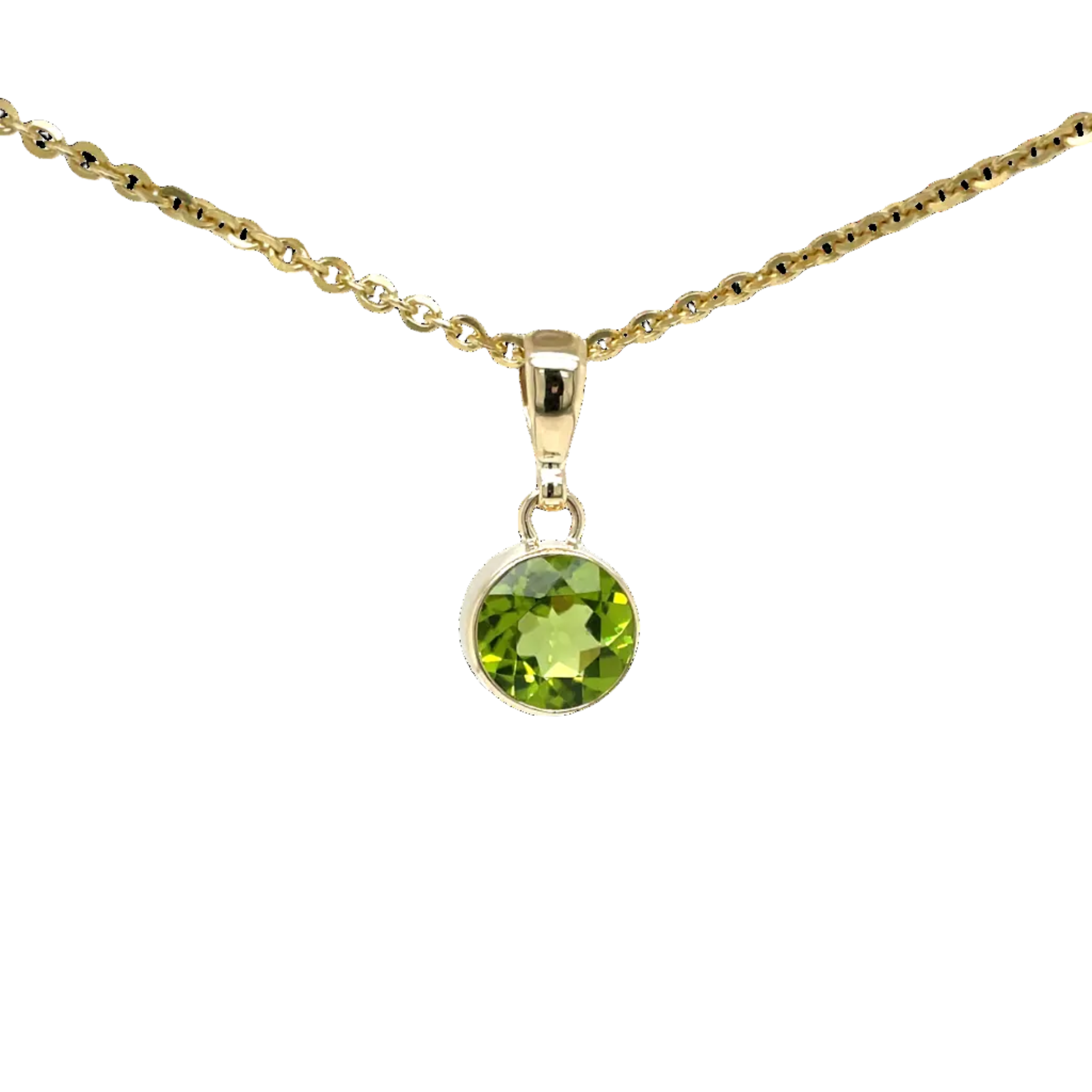 9ct Yellow Gold Round Peridot Pendant