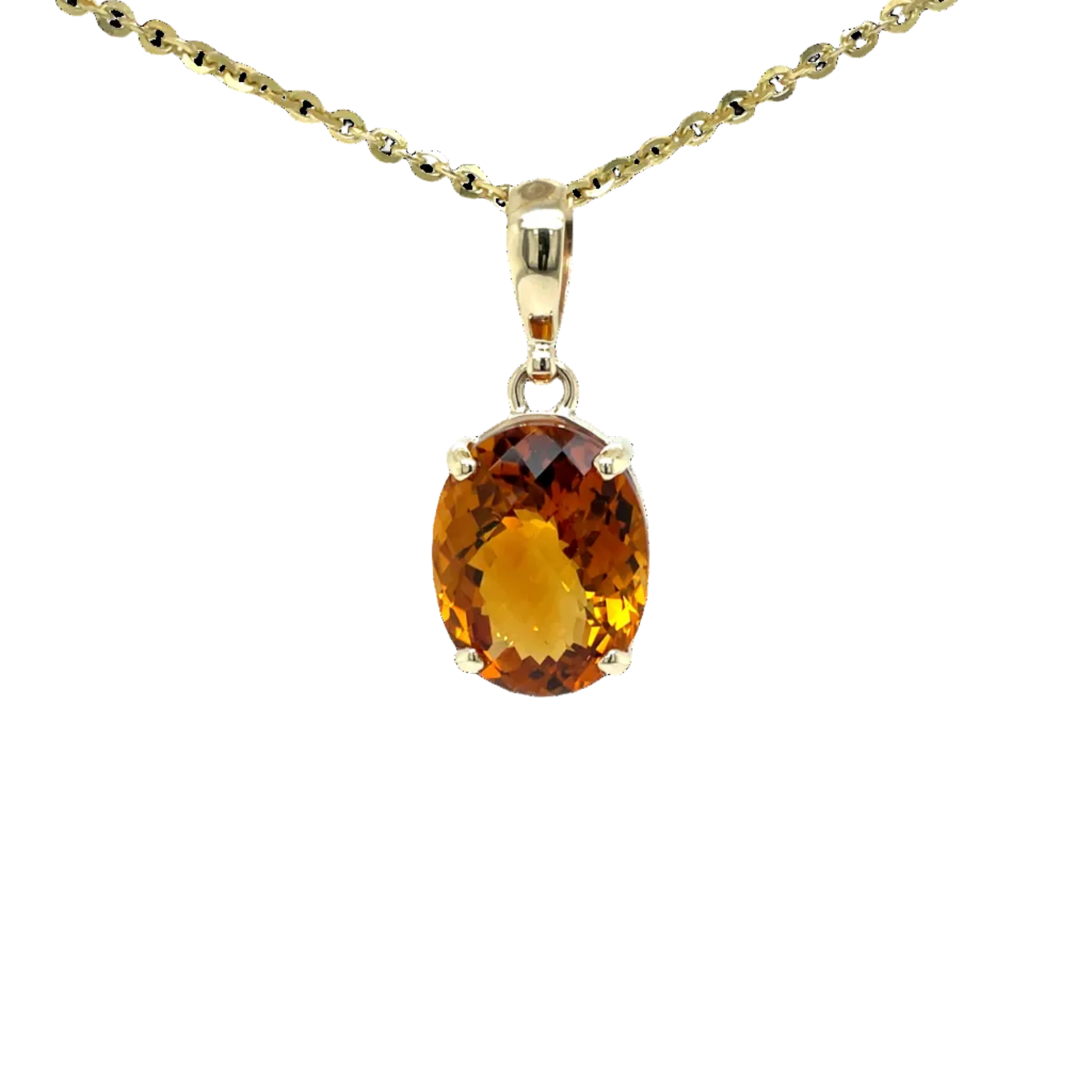 9ct Yellow Gold Oval Citrine Pendant