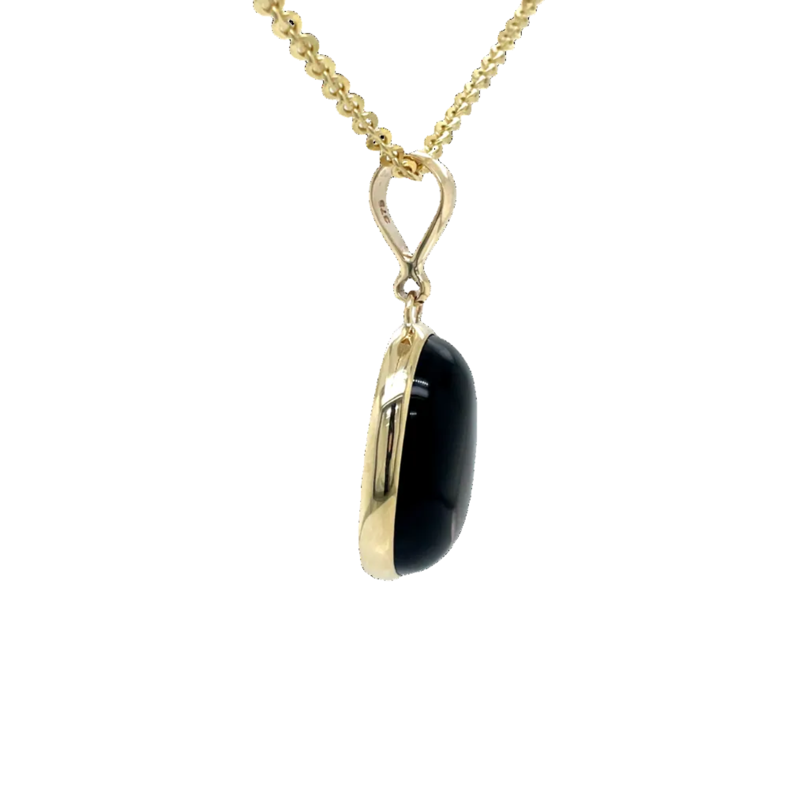9ct Yellow Gold Cabachon Onyx Pendant