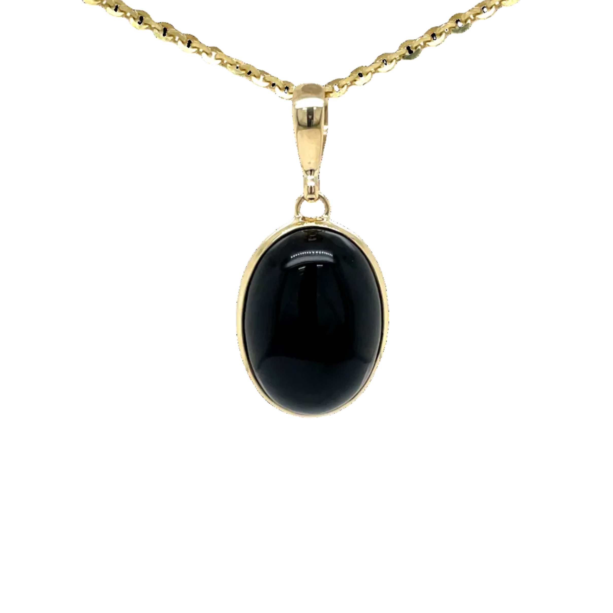9ct Yellow Gold Cabachon Onyx Pendant