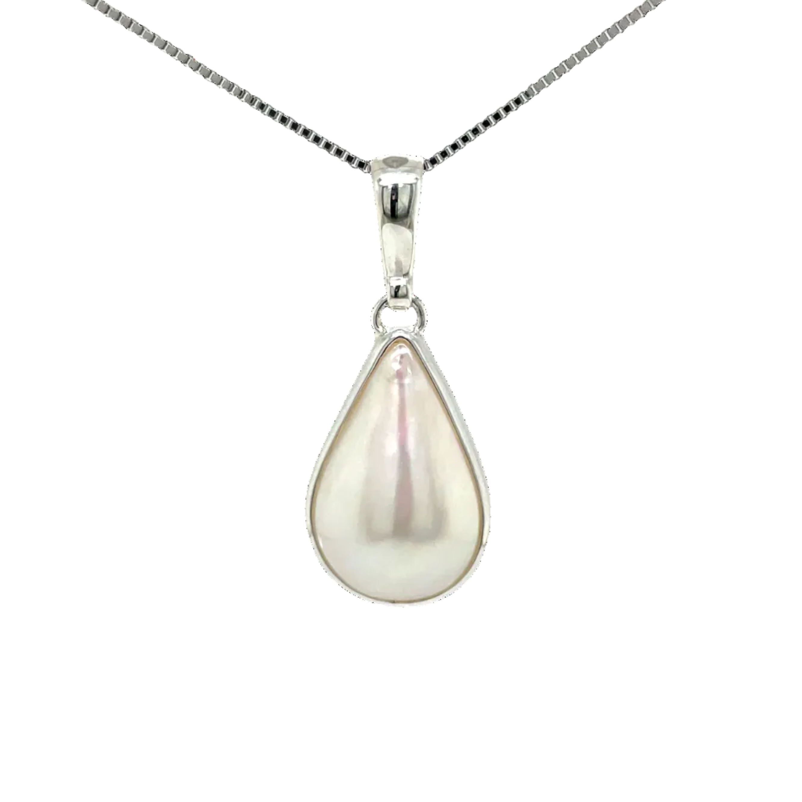 Sterling Silver Mabe Pearl Teardrop Pendant