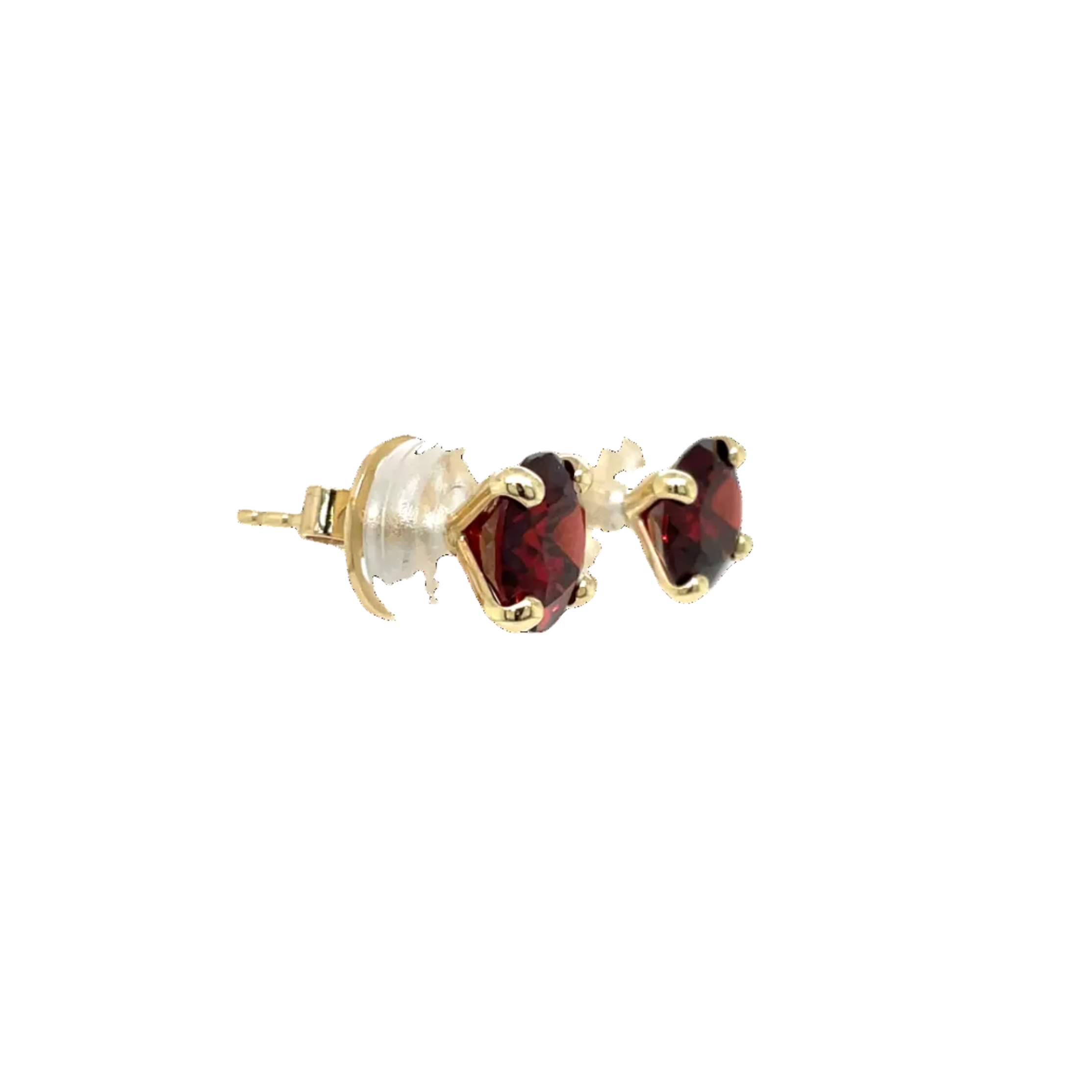 9ct Yellow Gold Round Garnet Stud Earrings