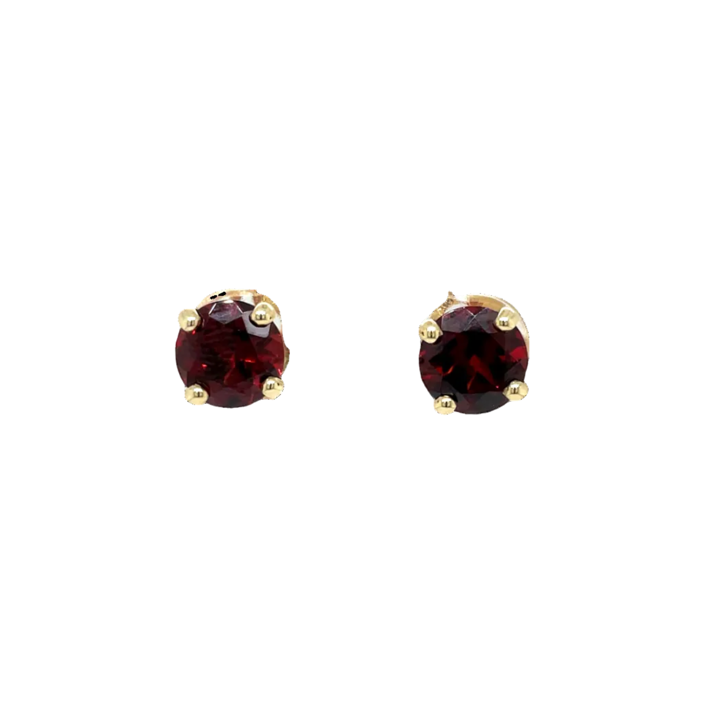9ct Yellow Gold Round Garnet Stud Earrings