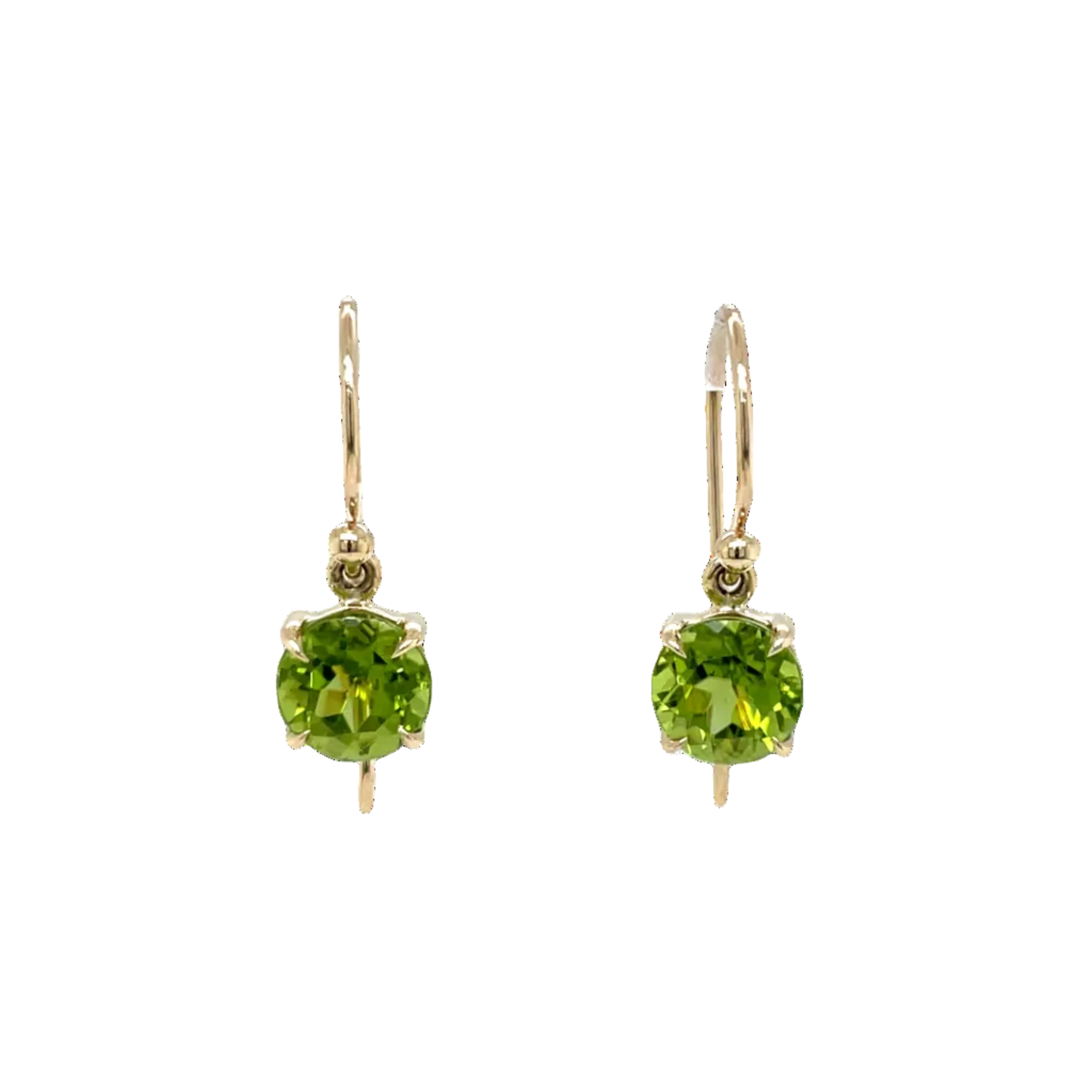 9ct Yellow Gold Round Peridot Drop Earrings