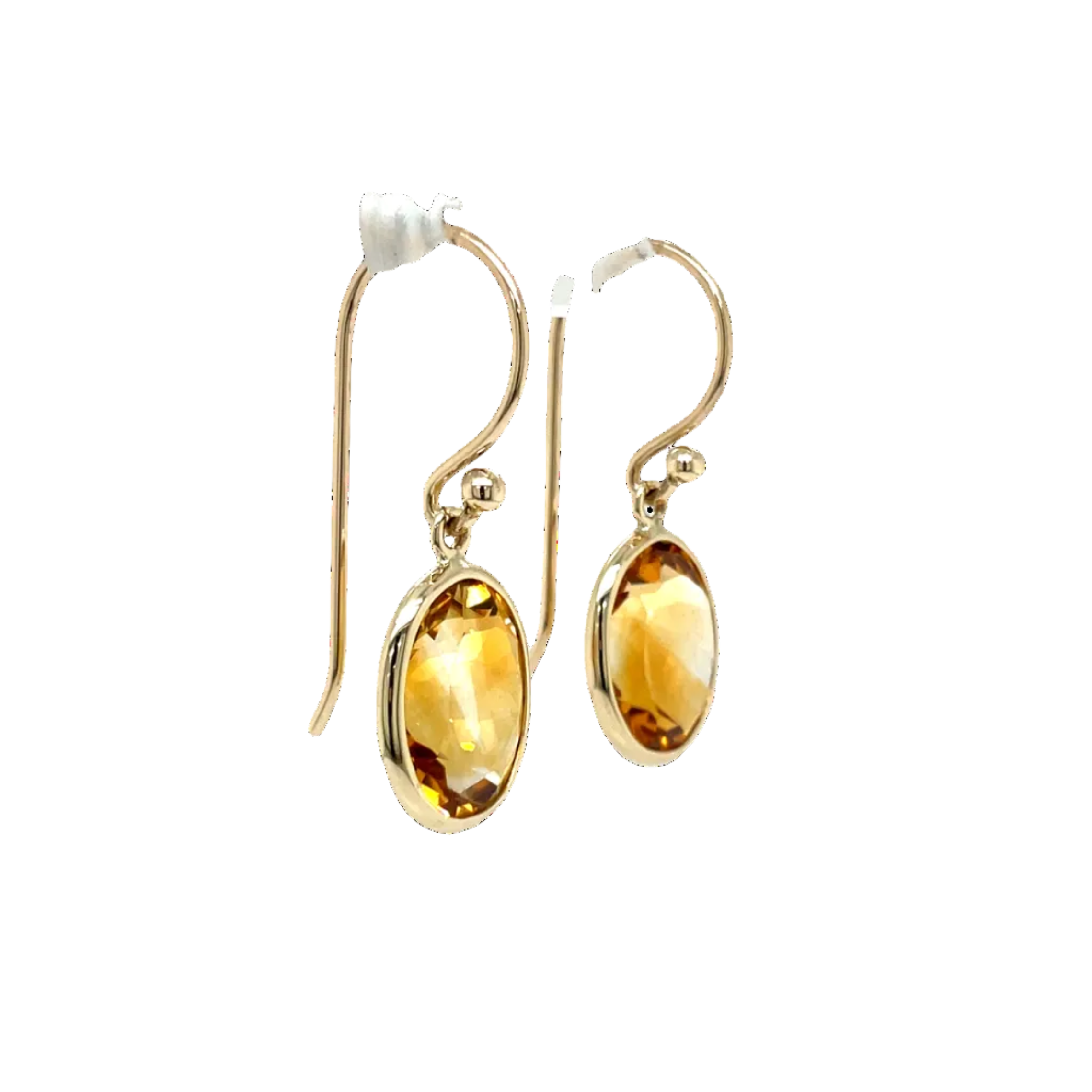 9ct Yellow Gold Oval Citrine Drop Earrings