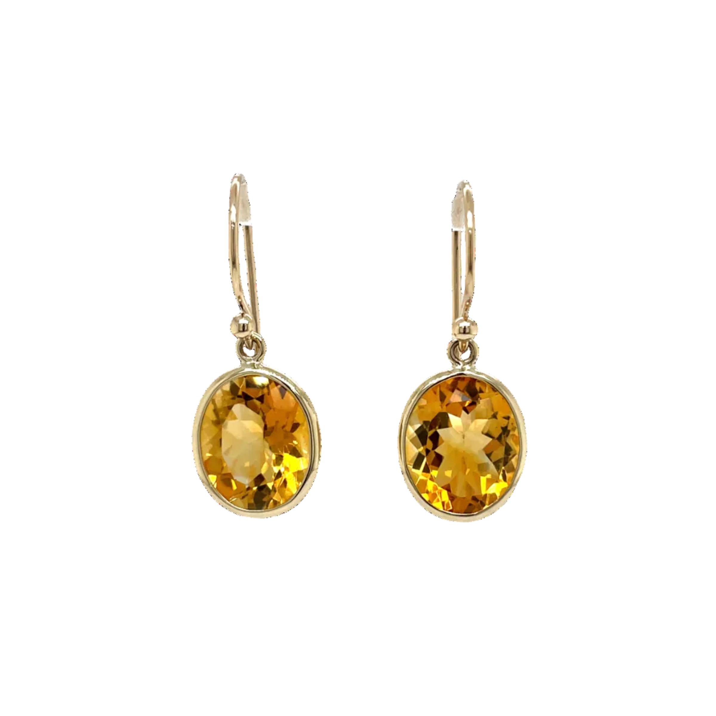 9ct Yellow Gold Oval Citrine Drop Earrings