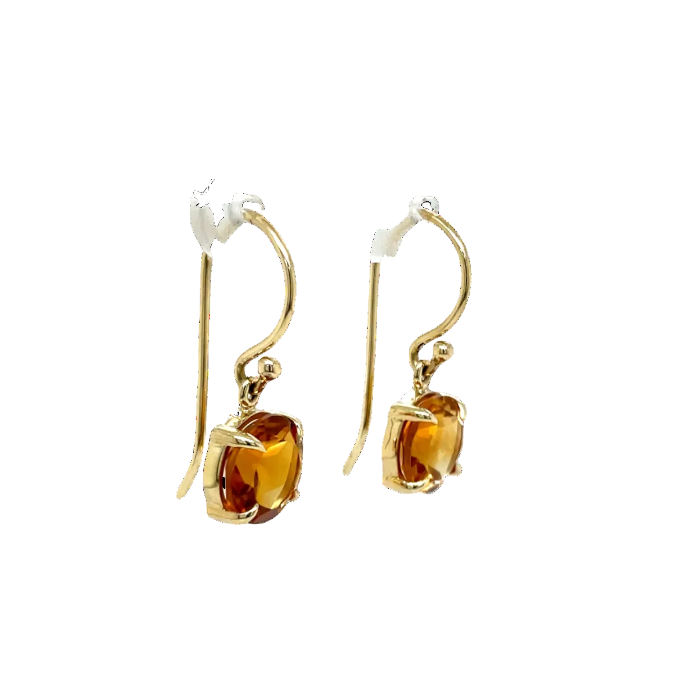 9ct Yellow Gold Round Citrine Drop Earrings