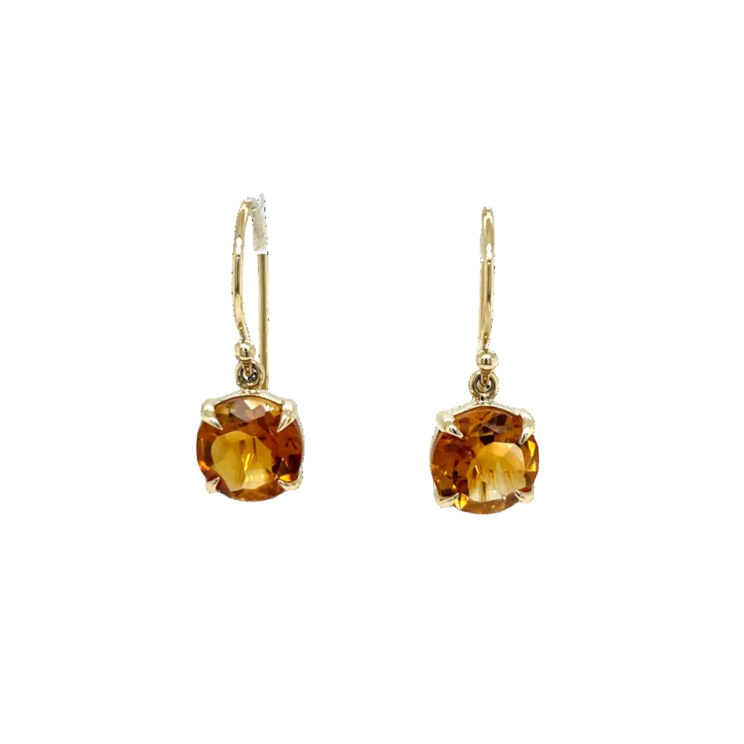 9ct Yellow Gold Round Citrine Drop Earrings