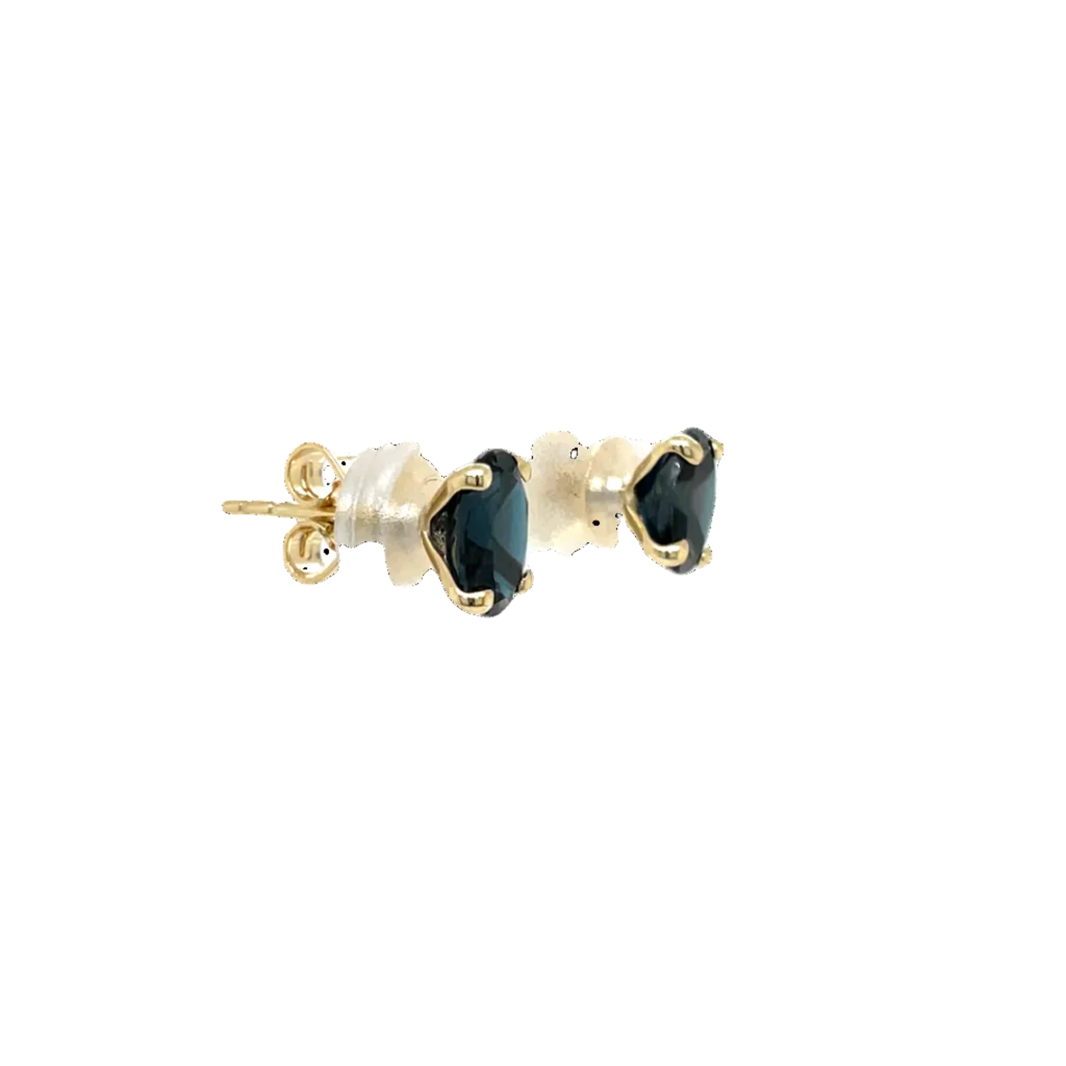 9ct Yellow Gold Oval London Blue Topaz Stud Earrings