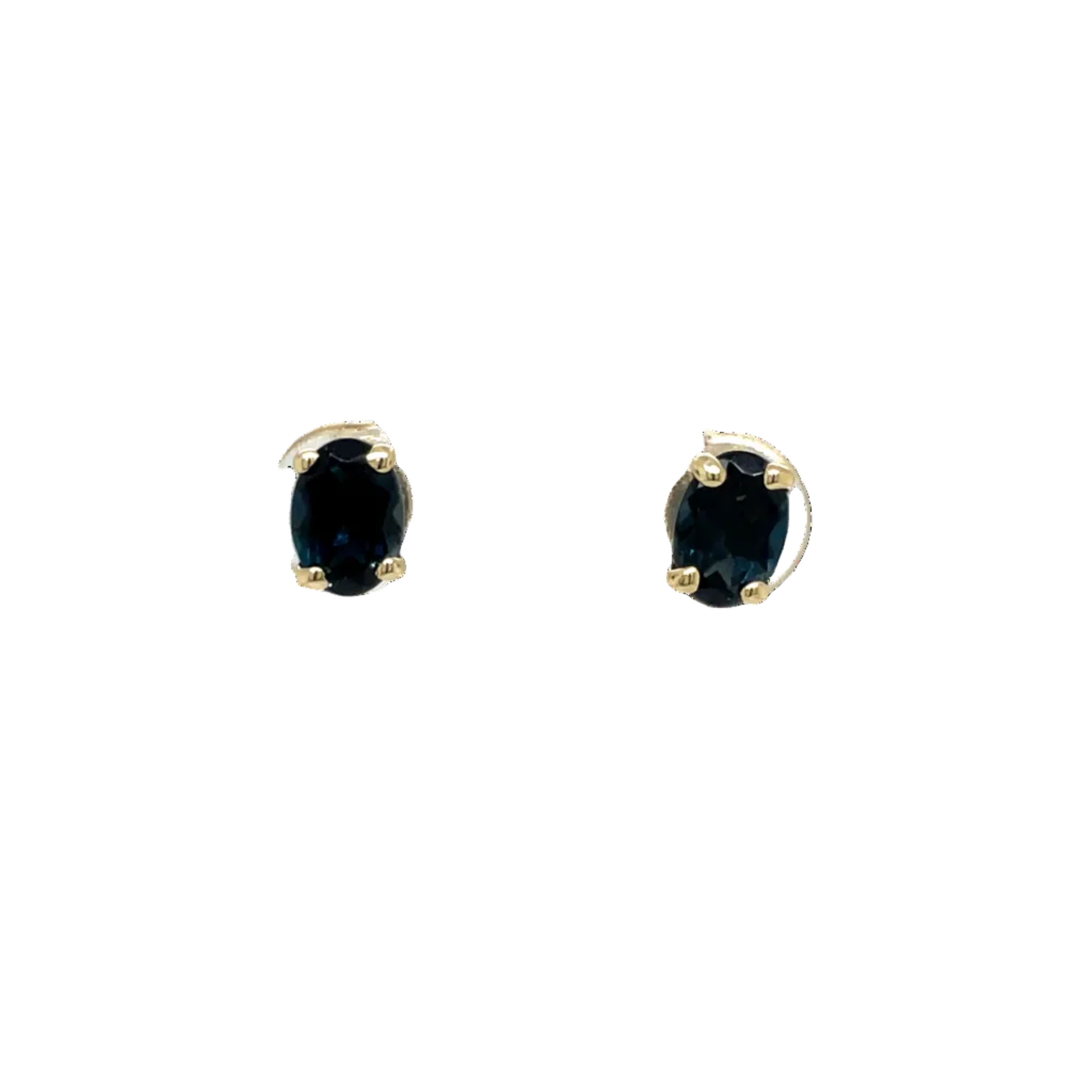 9ct Yellow Gold Oval London Blue Topaz Stud Earrings