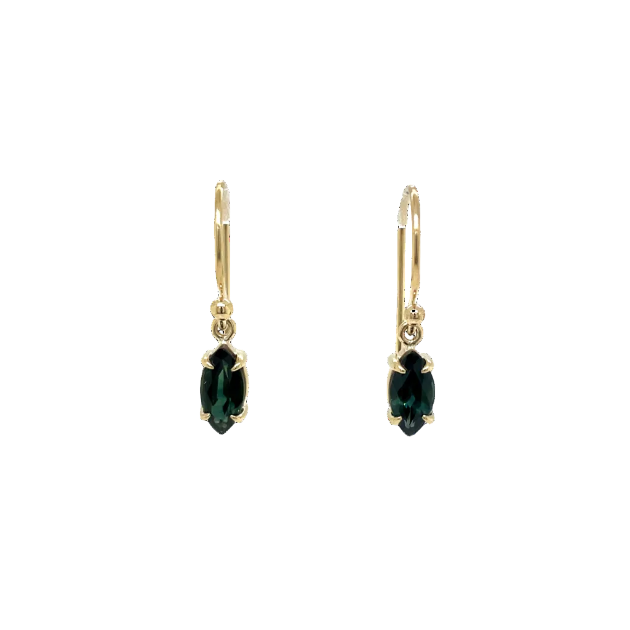 9ct Yellow Gold Marquise Australian Sapphire Drop Earrings