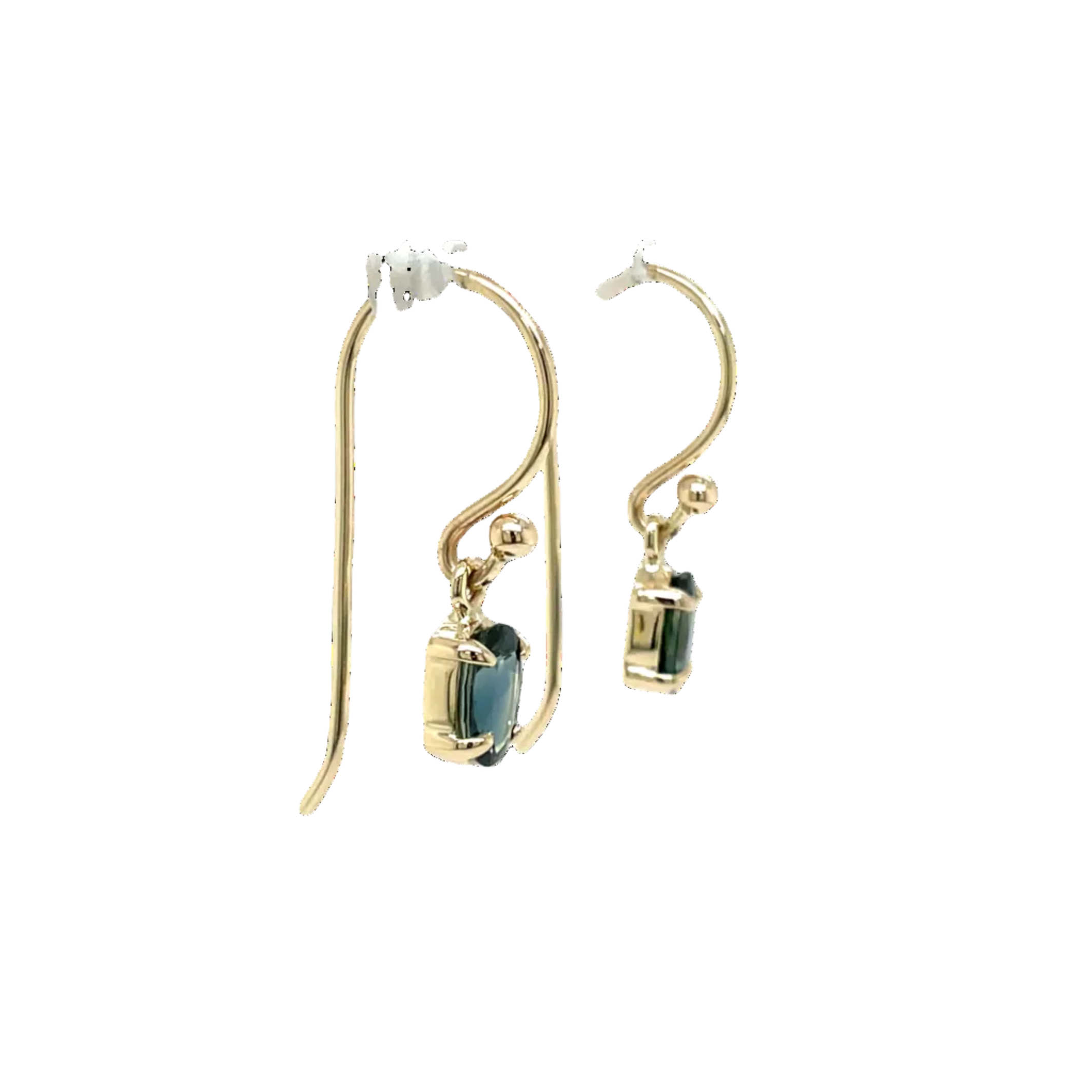 9ct Yellow Gold Oval Australian Sapphire Drop Earrings