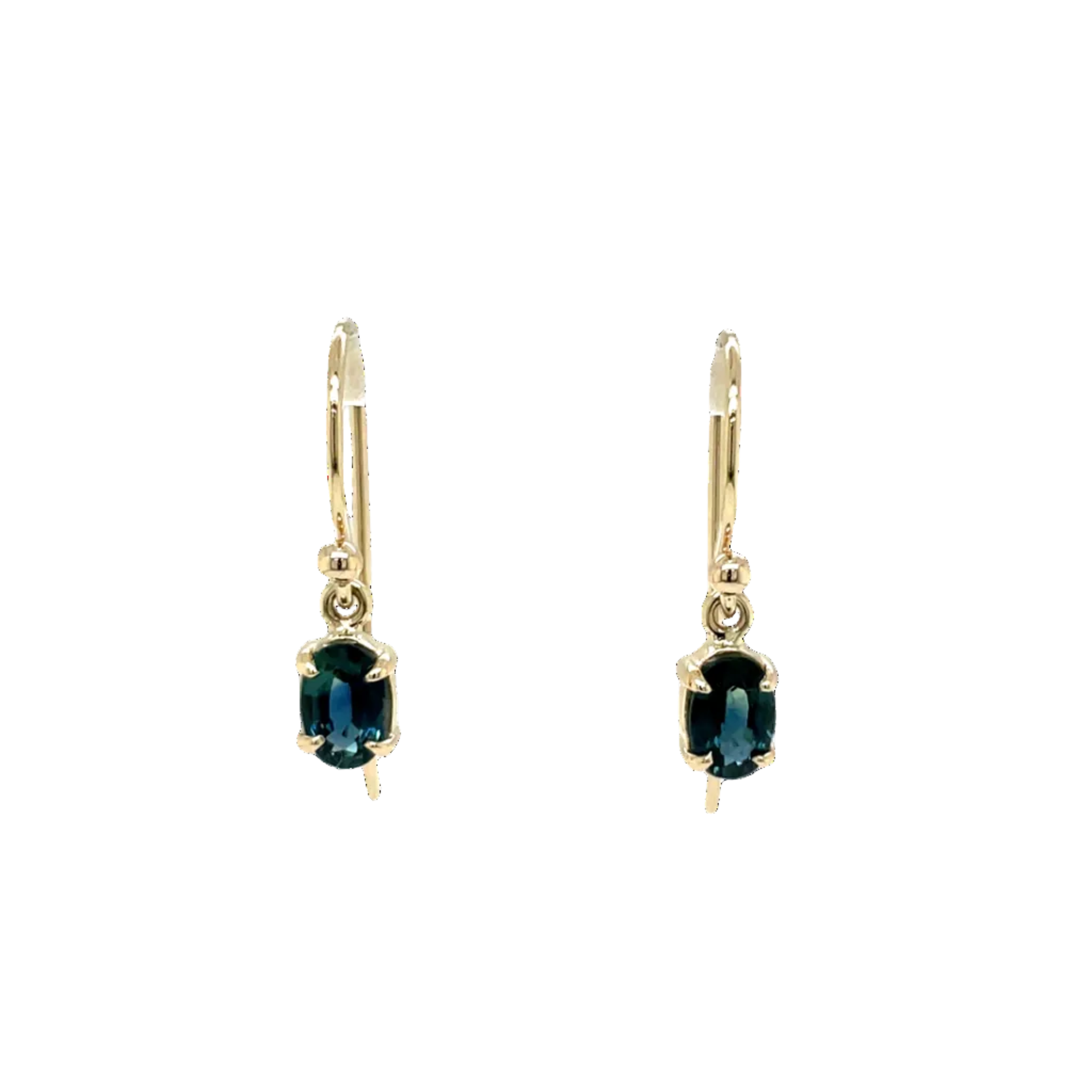 9ct Yellow Gold Oval Australian Sapphire Drop Earrings
