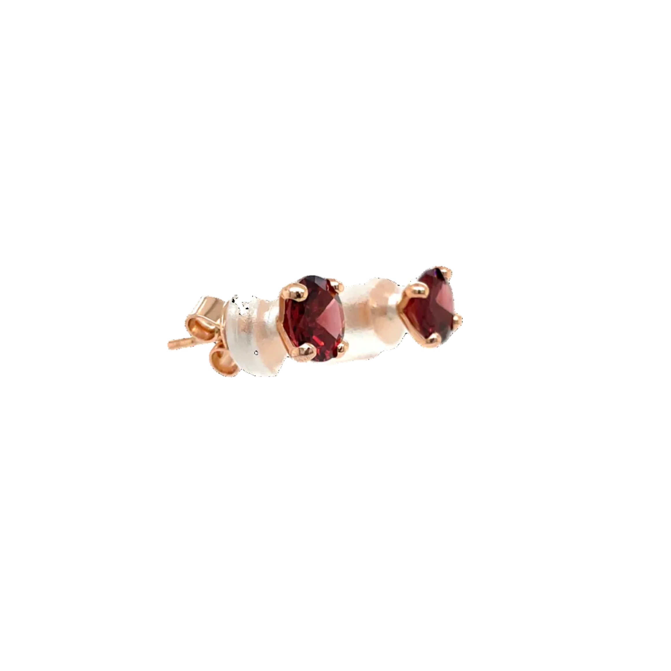 9ct Rose Gold Round Garnet Stud Earrings