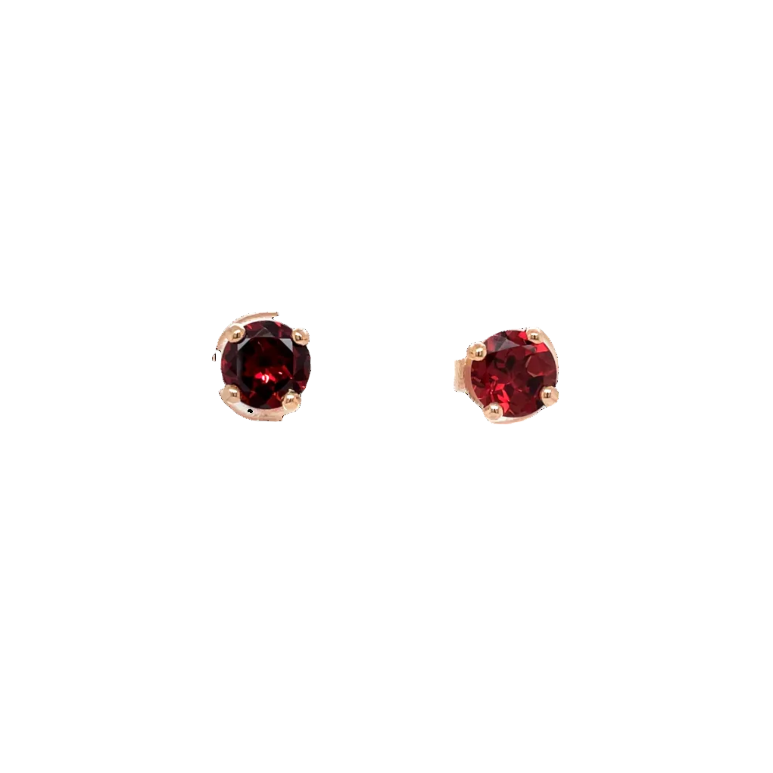 9ct Rose Gold Round Garnet Stud Earrings
