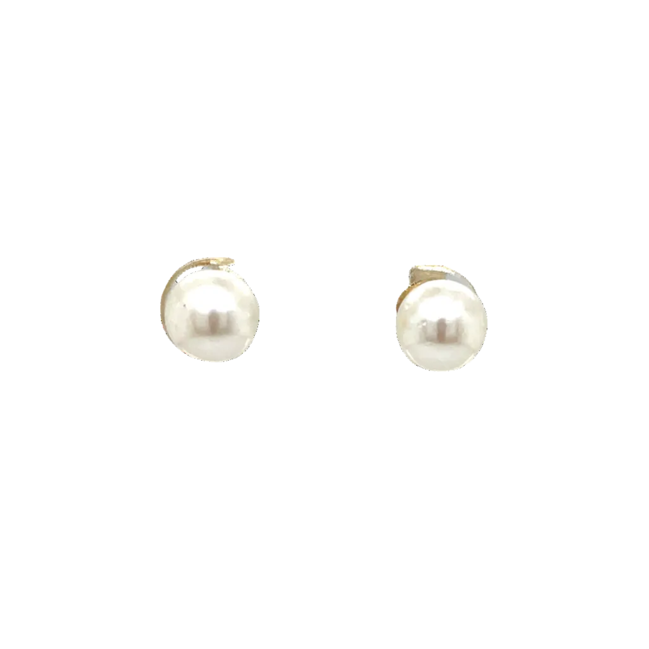 9ct Yellow Gold Round Akoya Pearl Stud Earrings