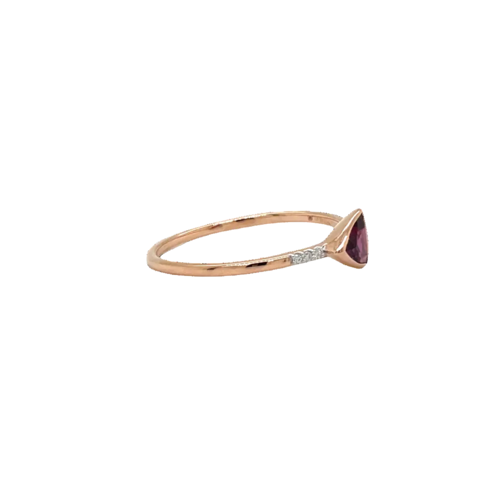 9ct Rose Gold Trilliant Rhodolite Garnet Fine Dress Ring