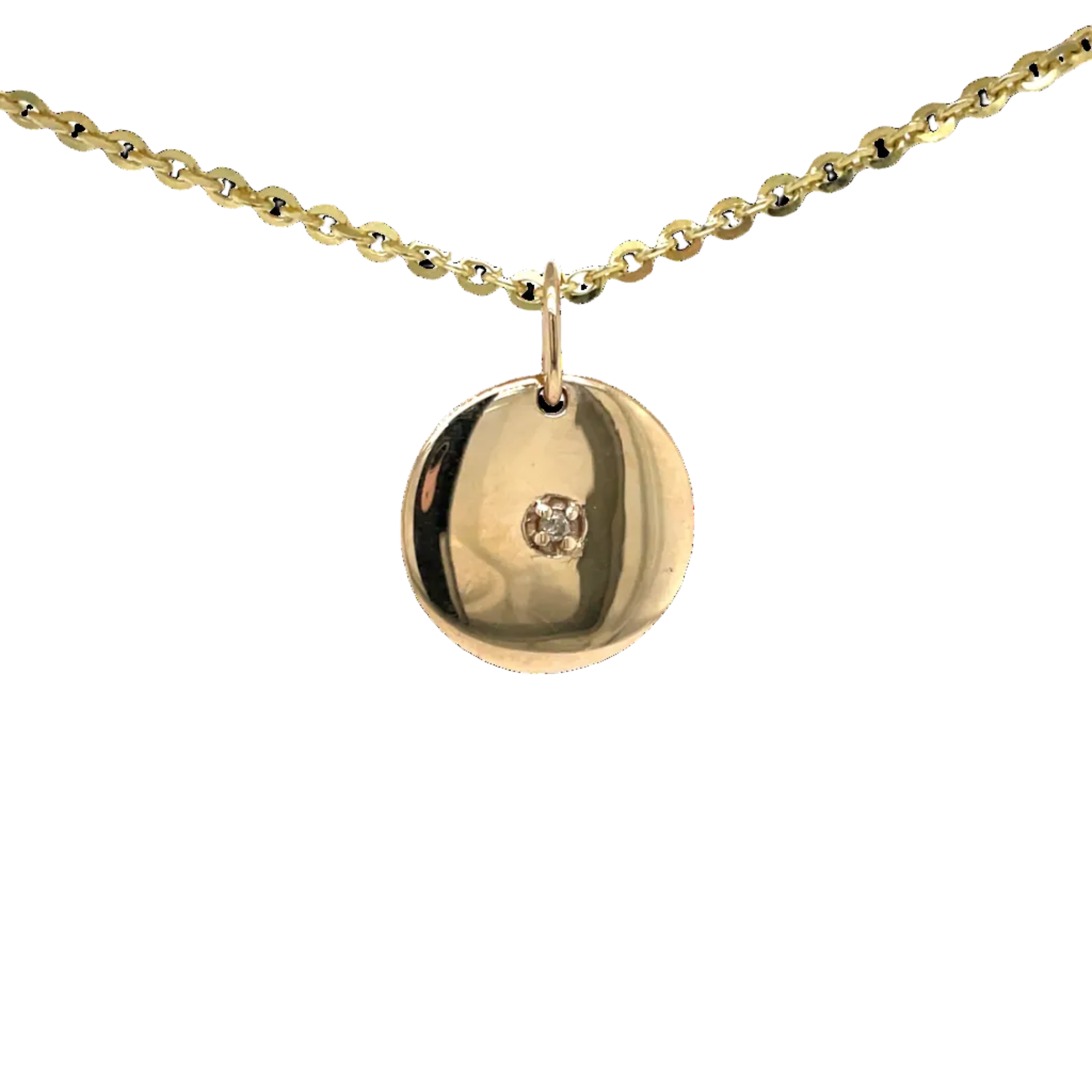 9ct Yellow Gold Natural Diamond Disc Pendant