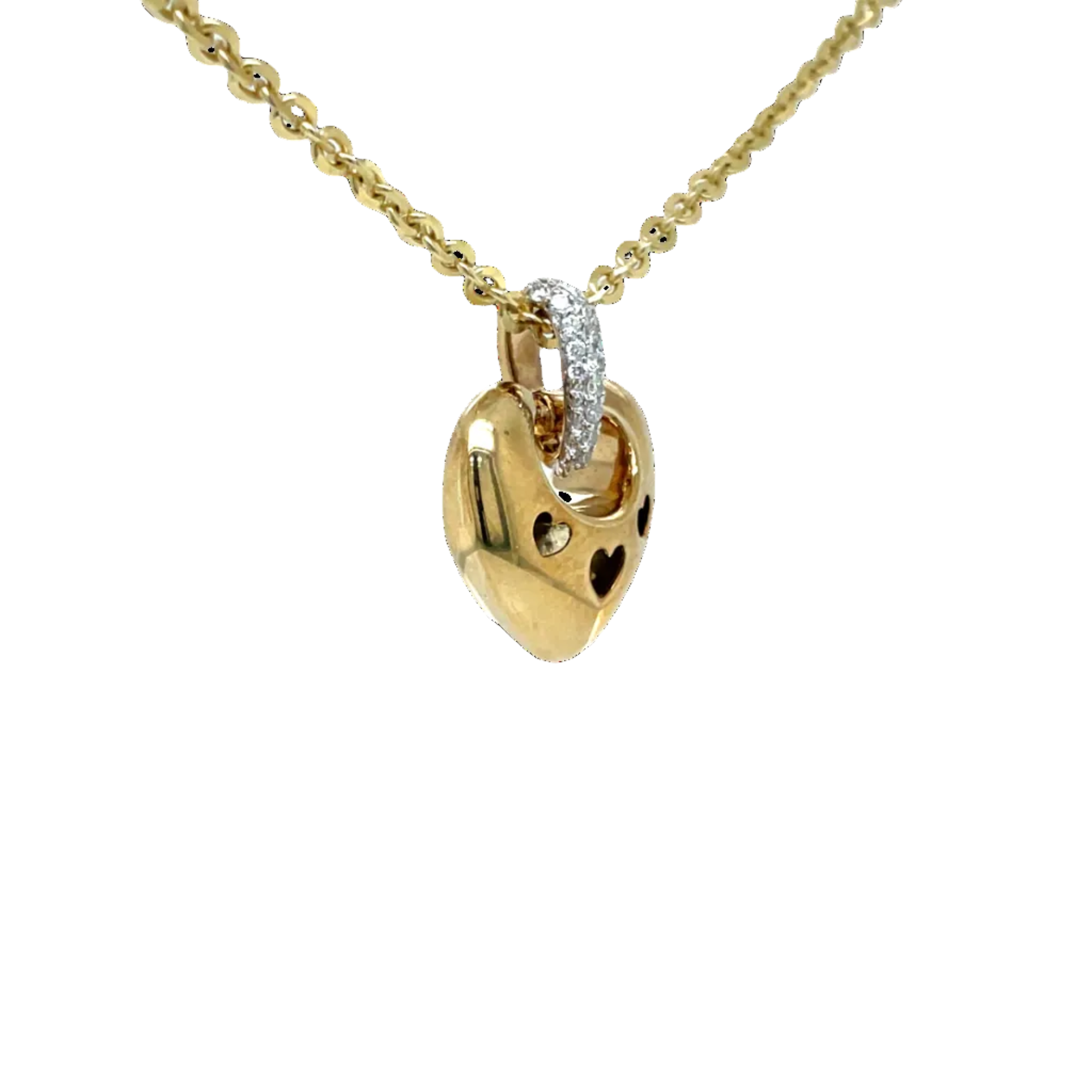 9ct Yellow Gold Puff Heart Natural Diamond Pendant