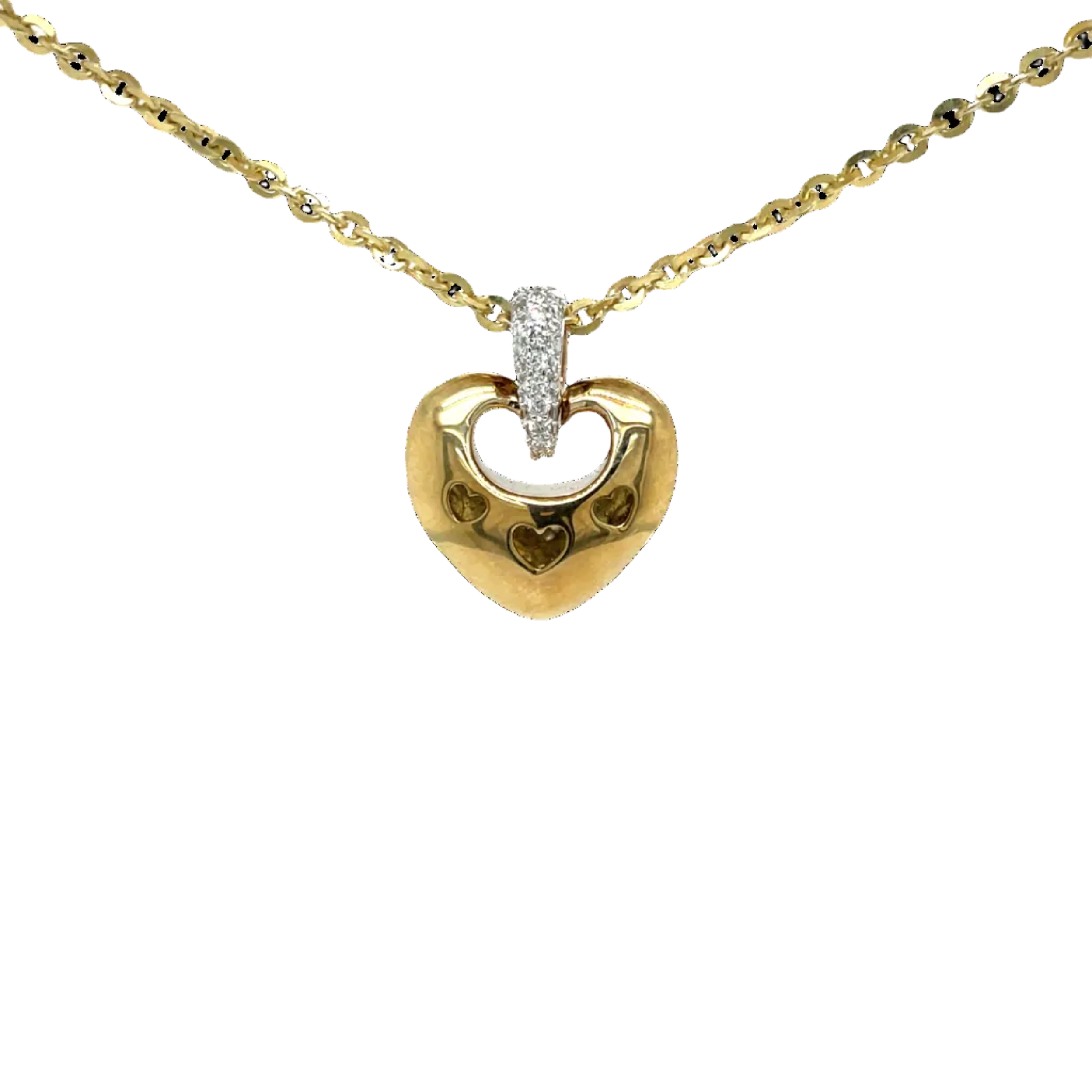9ct Yellow Gold Puff Heart Natural Diamond Pendant