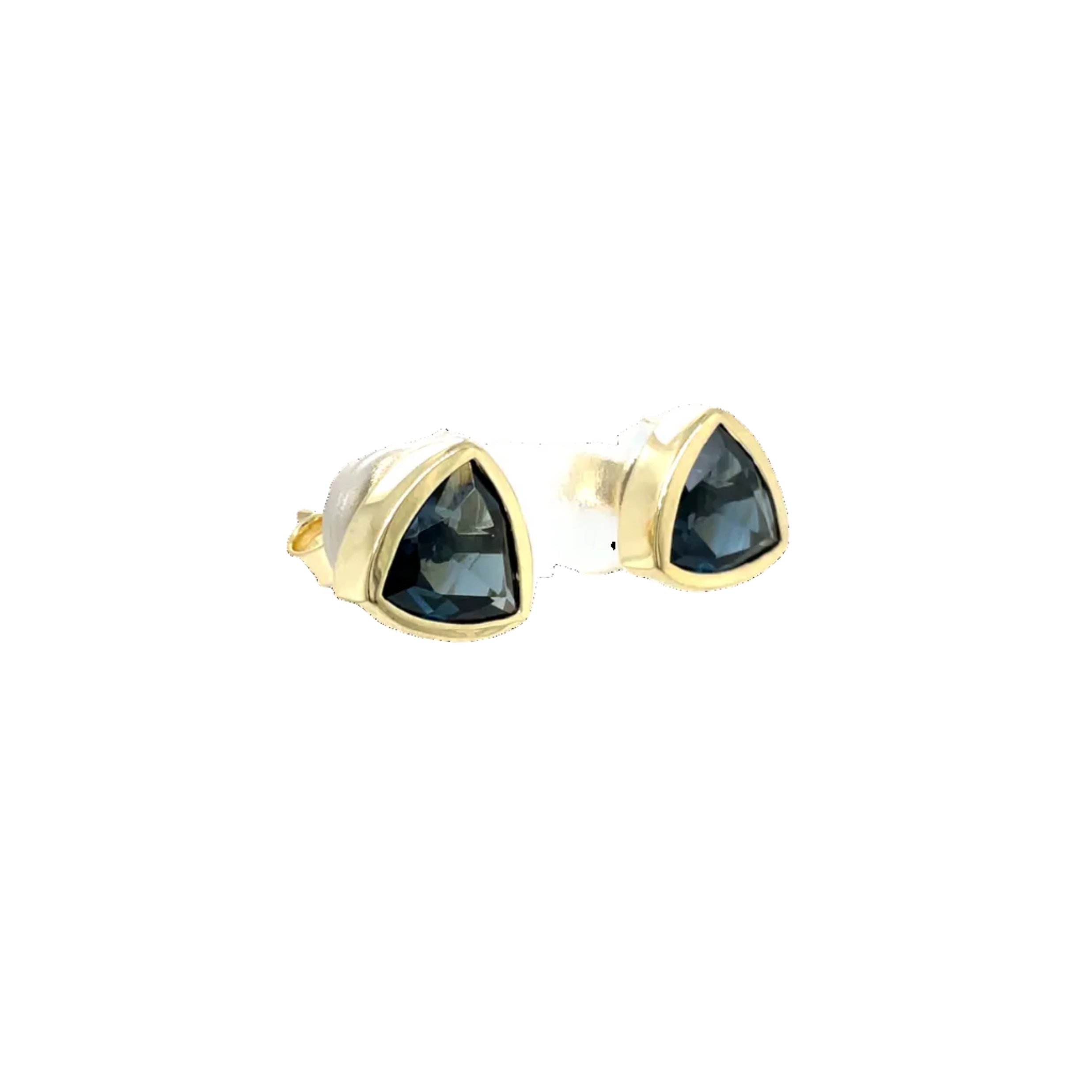 9ct Yellow Gold Trilliant London Blue Topaz Stud Earrings