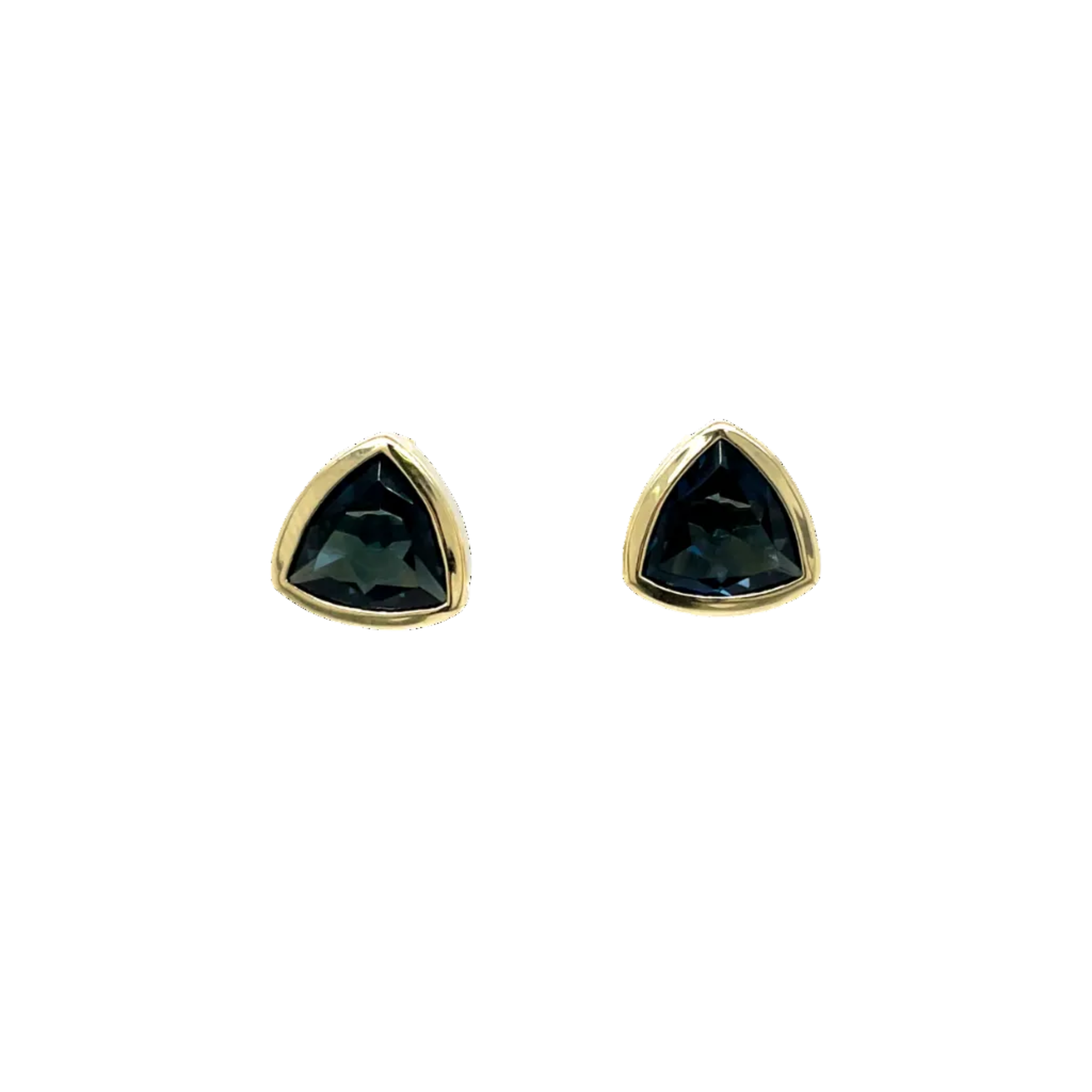 9ct Yellow Gold Trilliant London Blue Topaz Stud Earrings