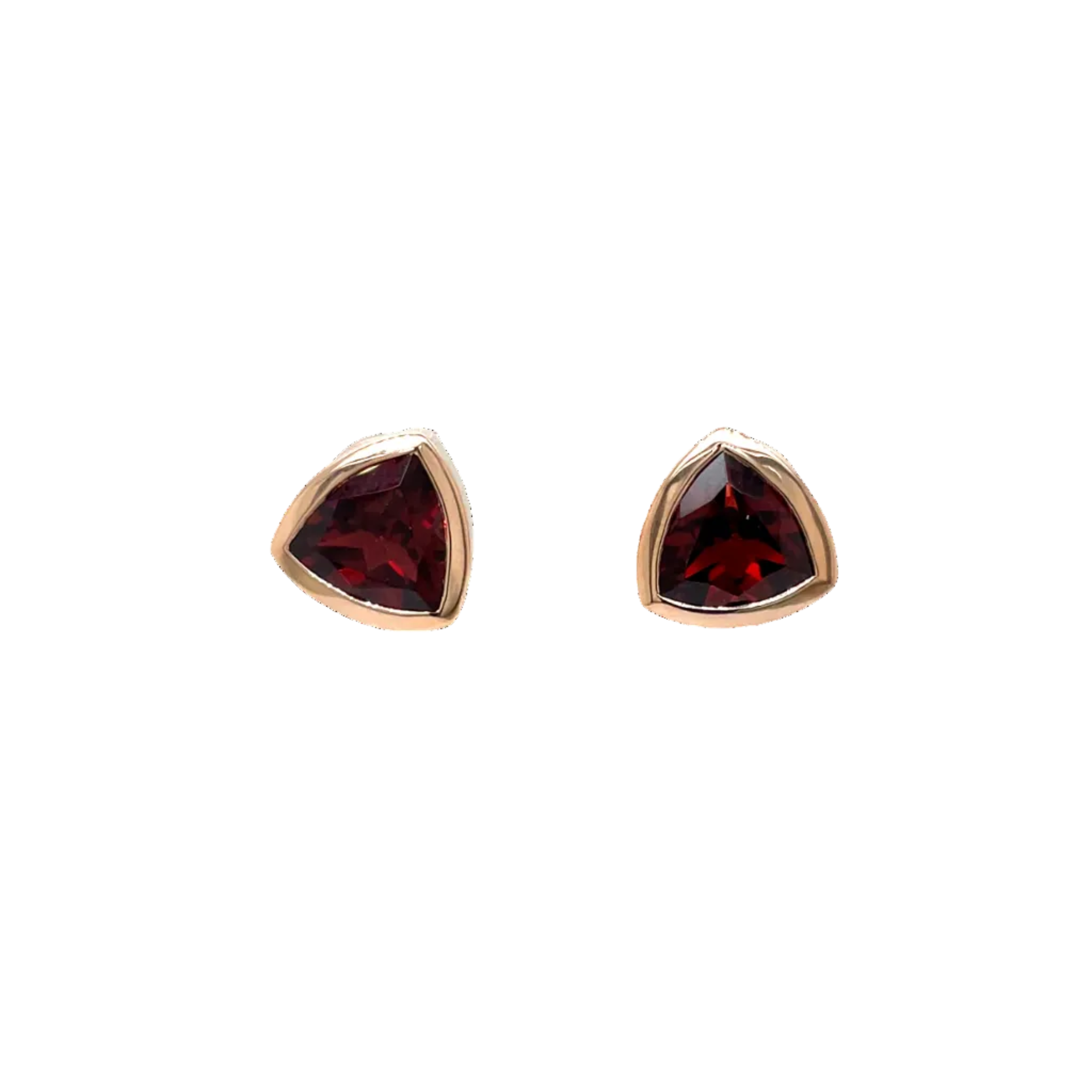 9ct Rose Gold Trilliant Garnet Stud Earrings