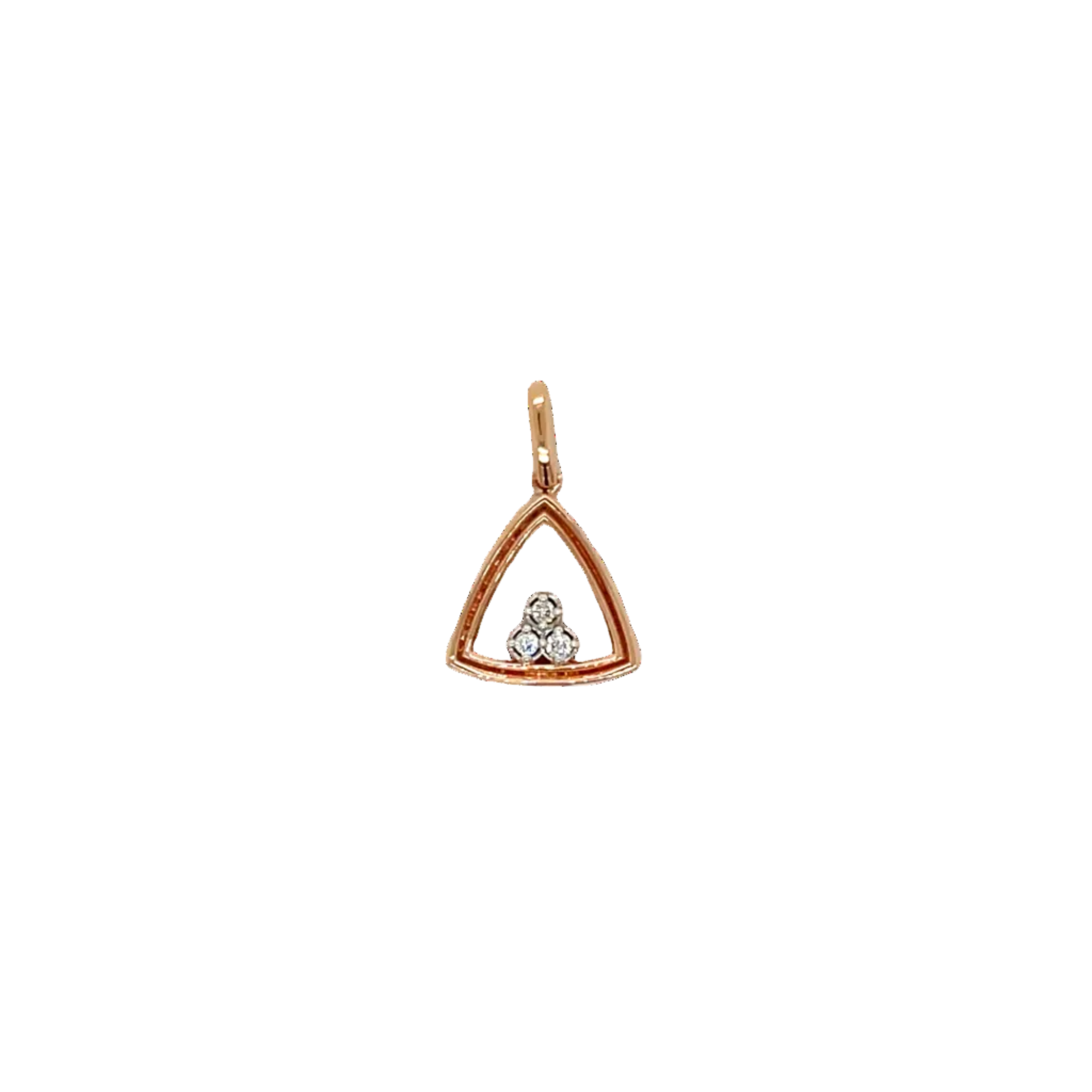 9ct Rose Gold Fine Triangular Natural Diamond Pendant