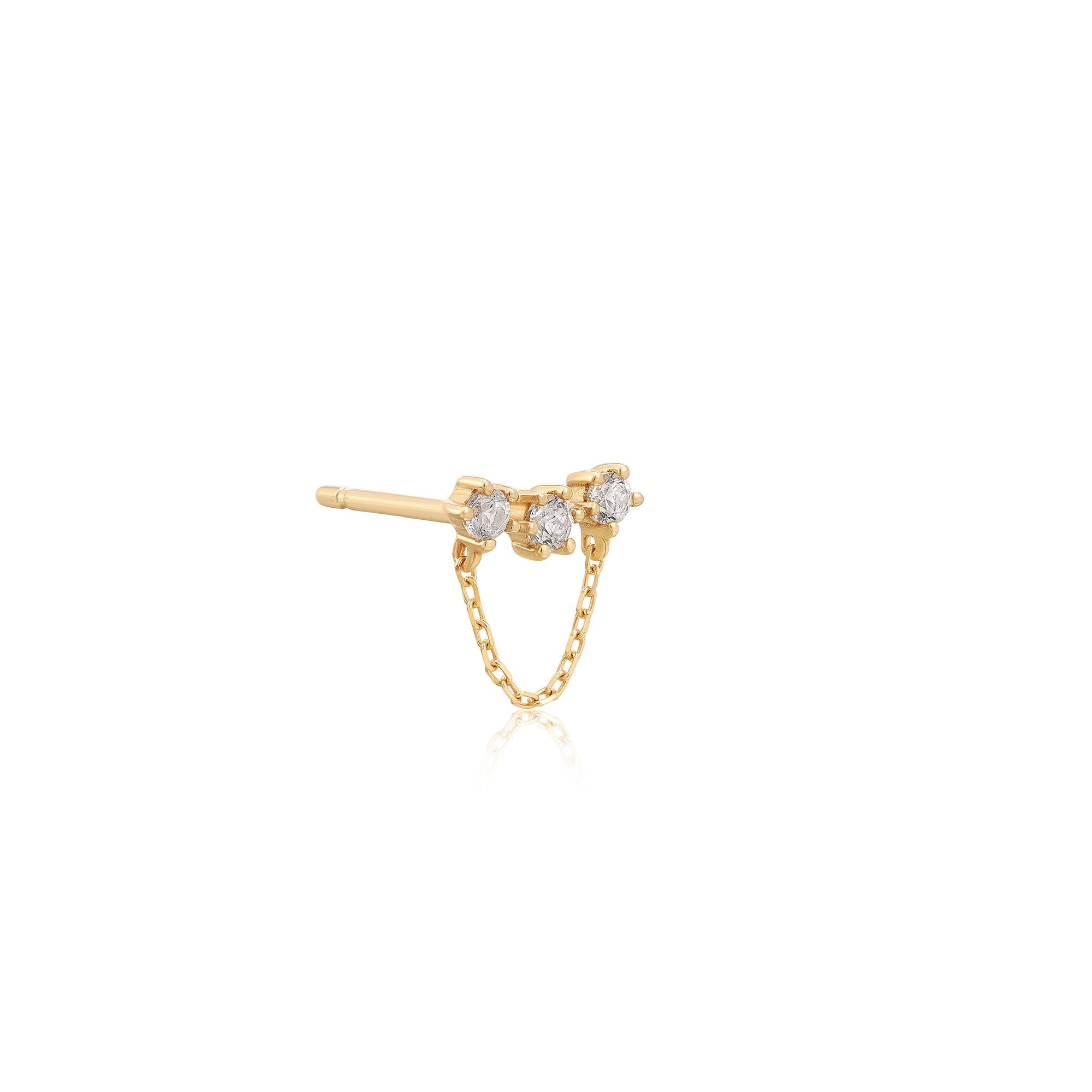 Ania Haie 14ct Gold White Sapphire Climber Single Stud Earring