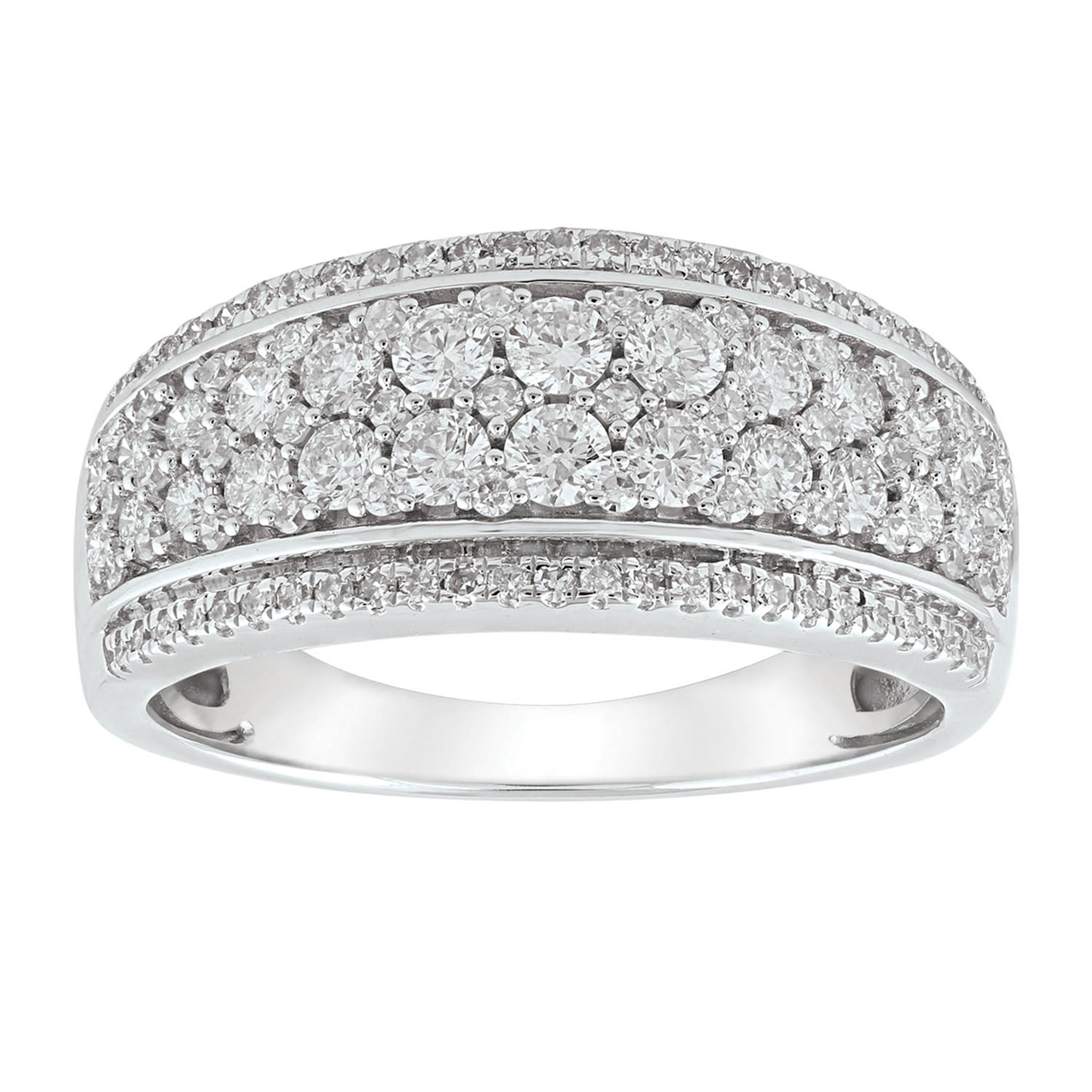 18ct White Gold Natural Diamond Wide Band Ring