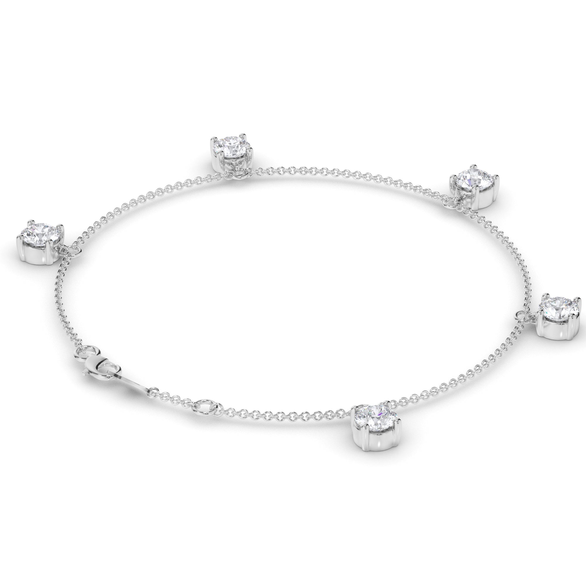Floating Round Brilliant Cut Natural Mined Diamond Bracelet