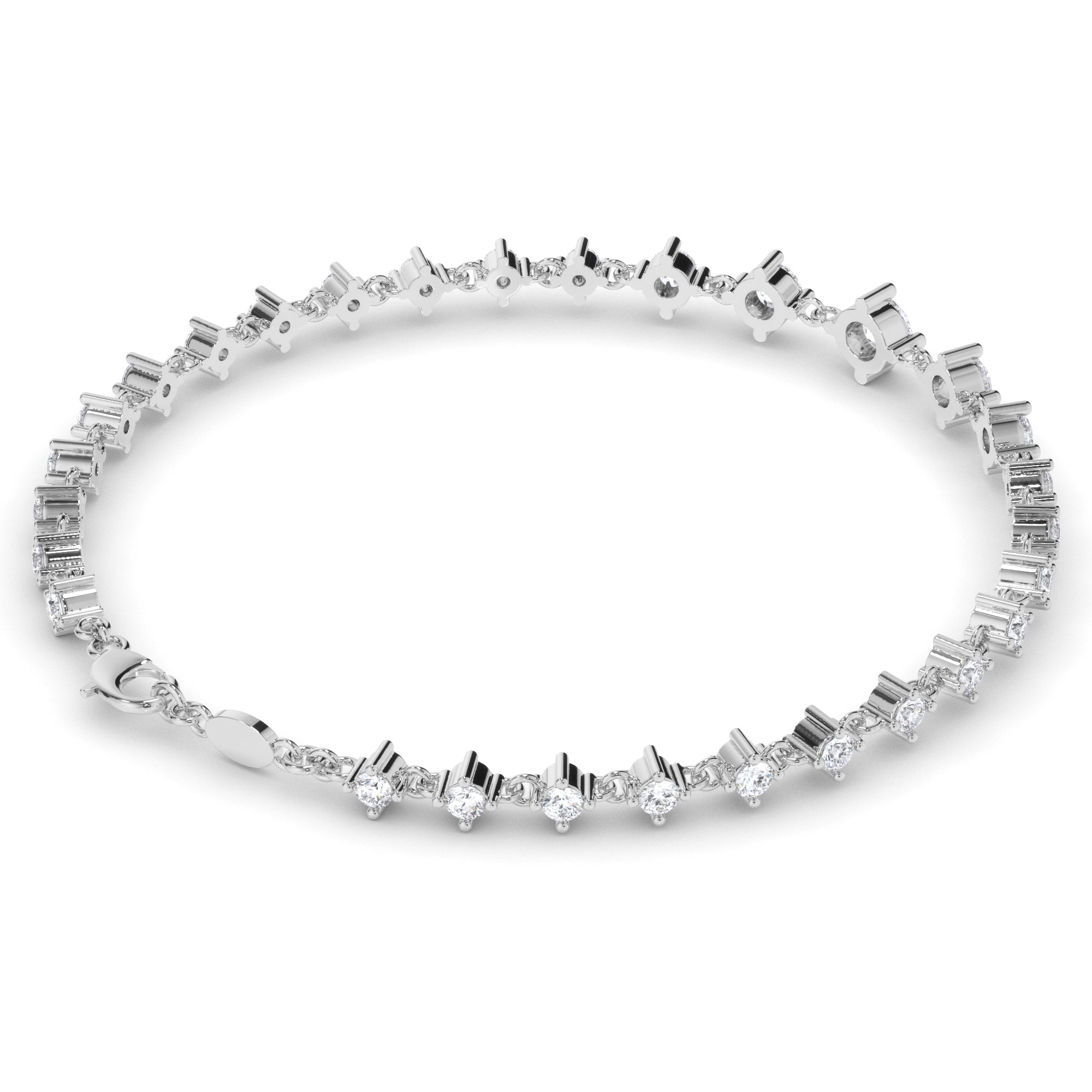 Round Brilliant Cut Natural Mined Diamond Tennis Bracelet