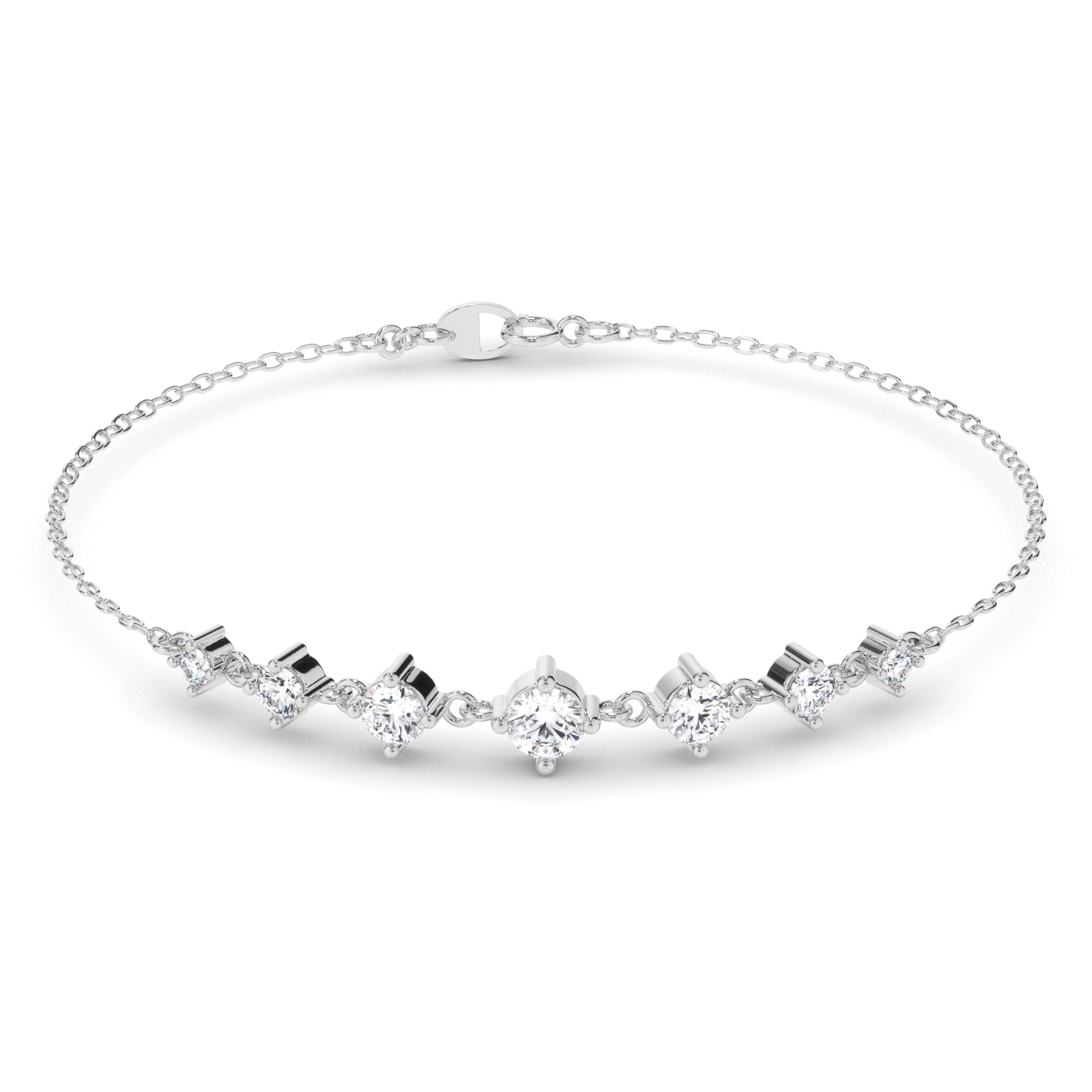 Graduating Round Brilliant Cut Laboratory Grown Diamond Bracelet