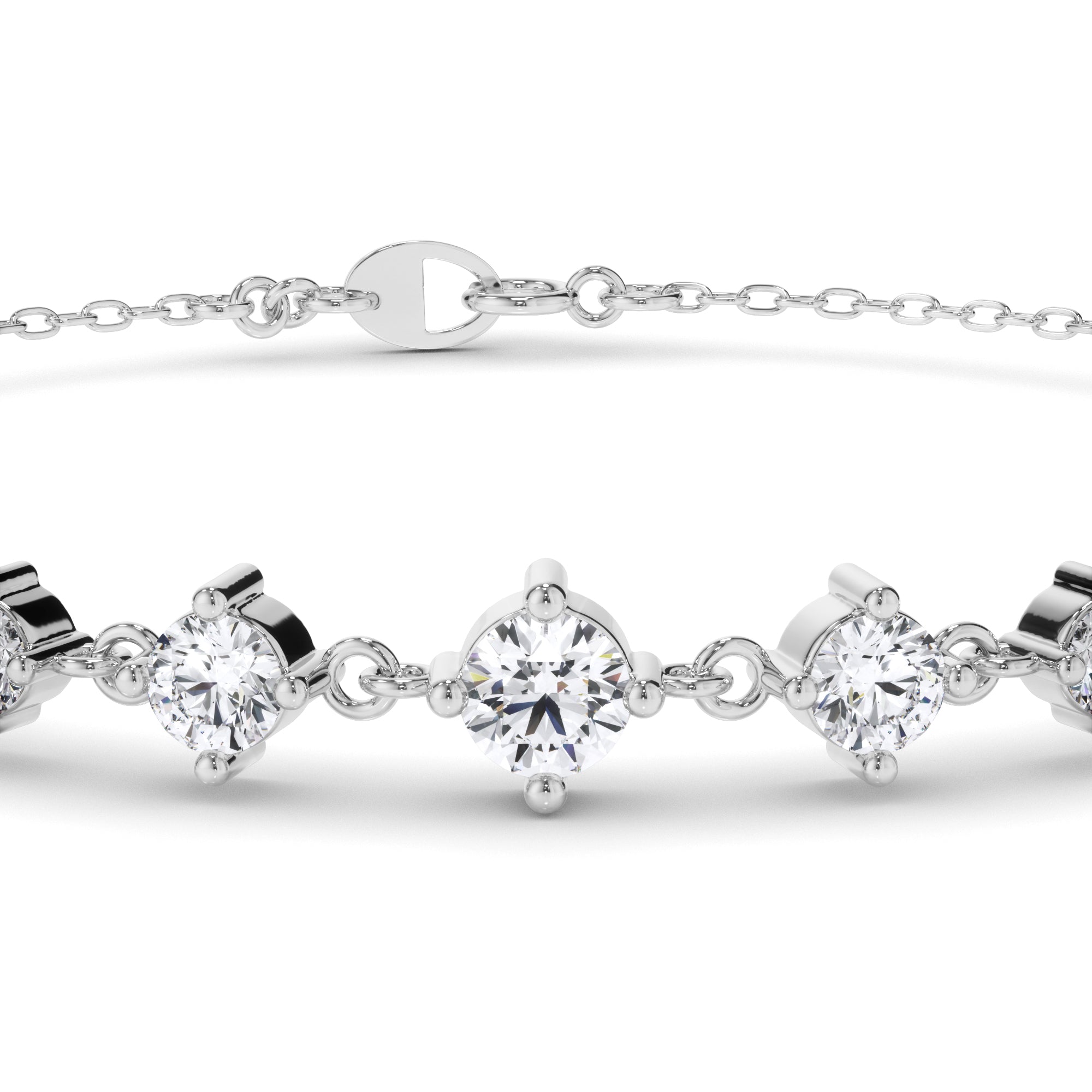 Graduating Round Brilliant Cut Natural Mined Diamond Bracelet