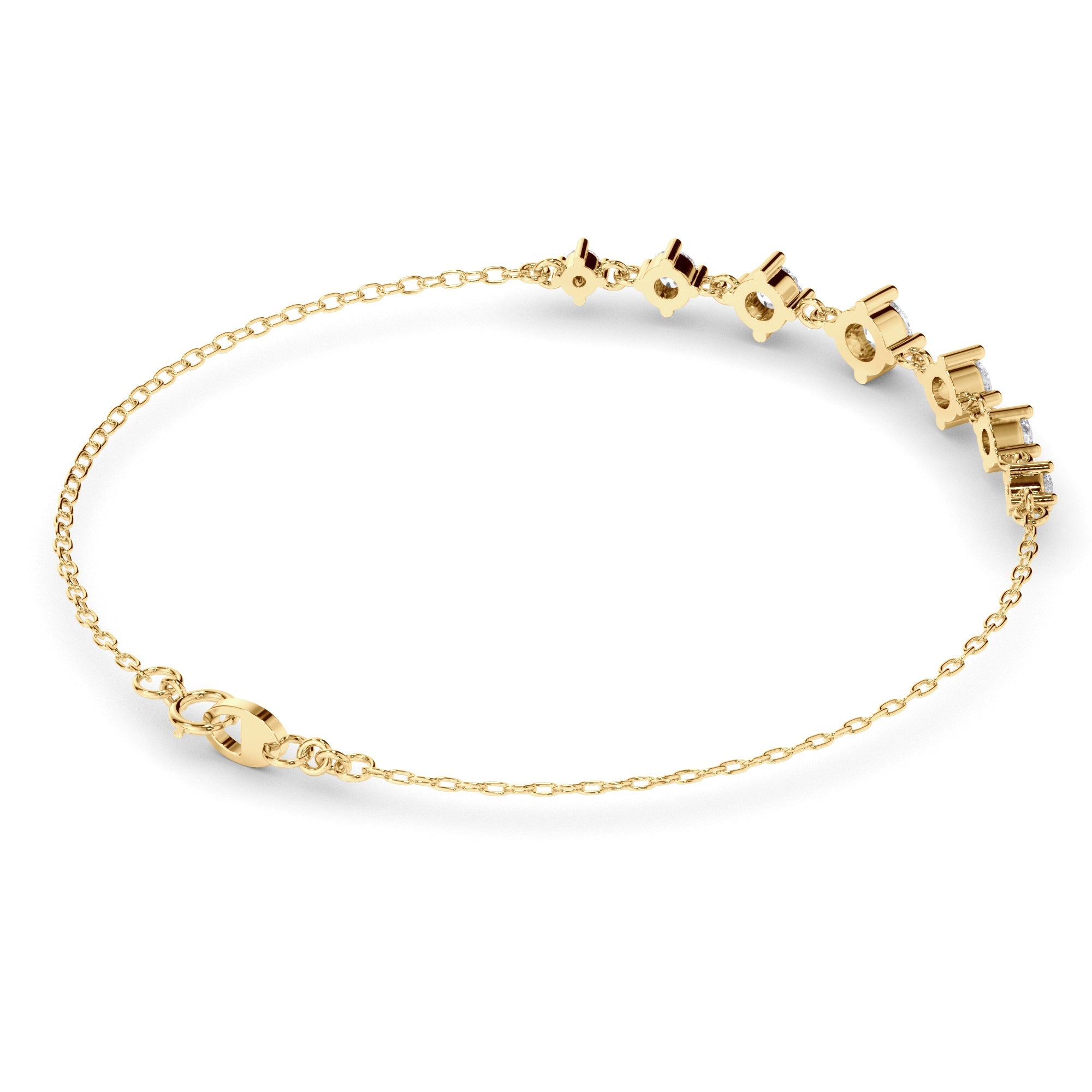 Graduating Round Brilliant Cut Natural Mined Diamond Bracelet