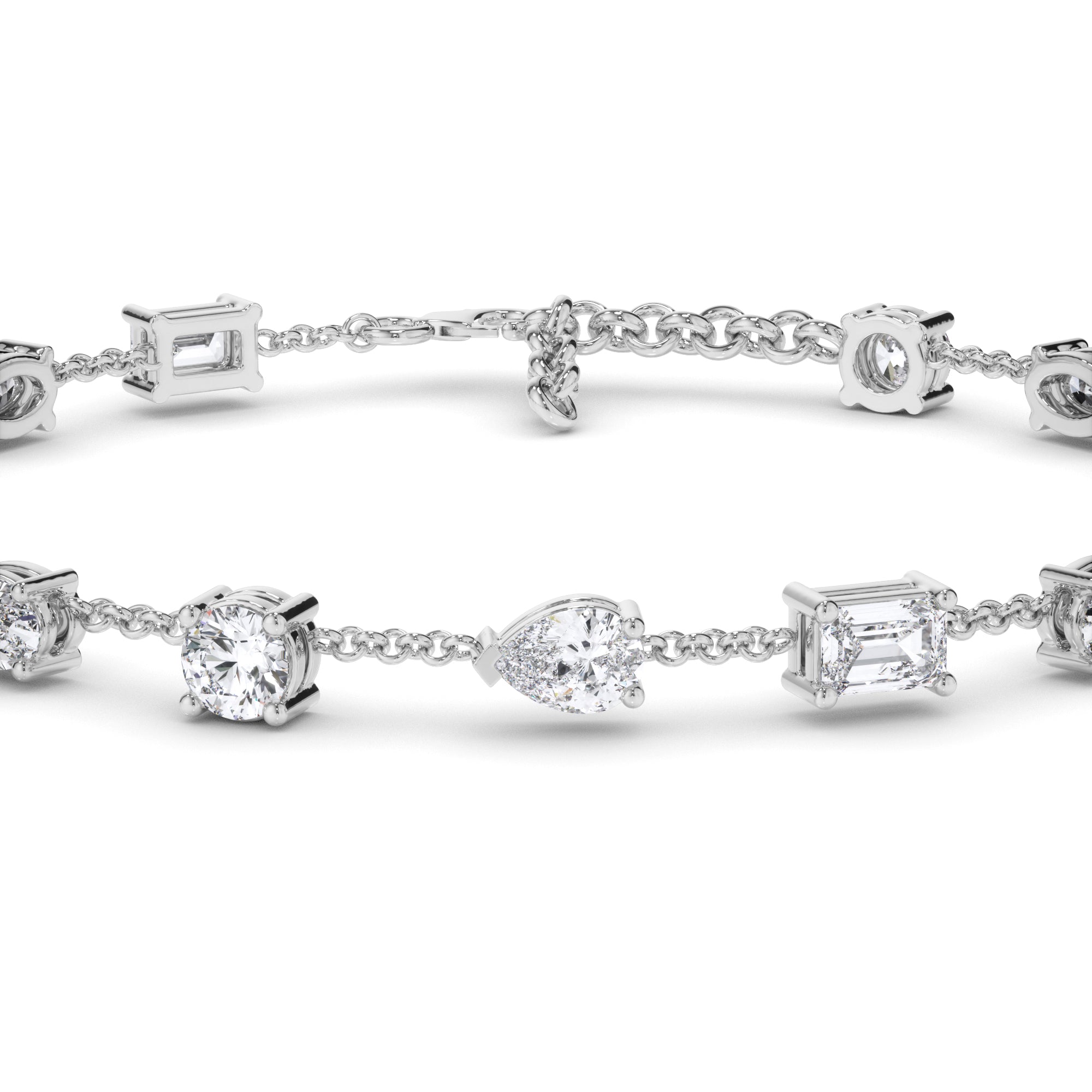 Multi-Shape Natural Mined Diamond Tennis Bracelet