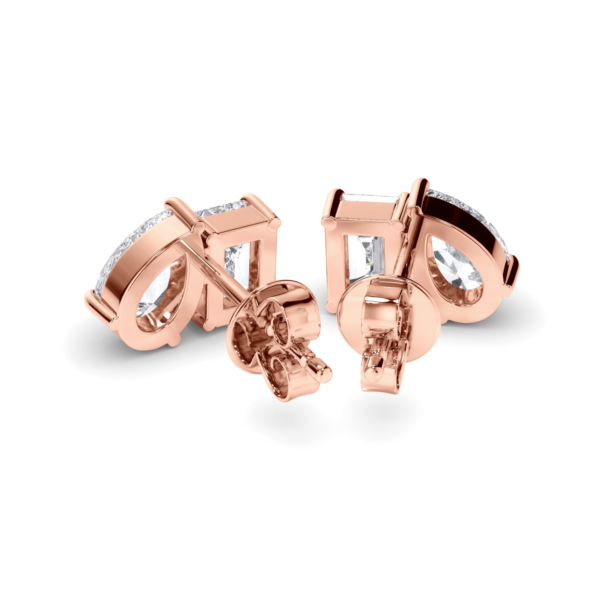 Emerald & Pear Cut Diamond Stud Earrings