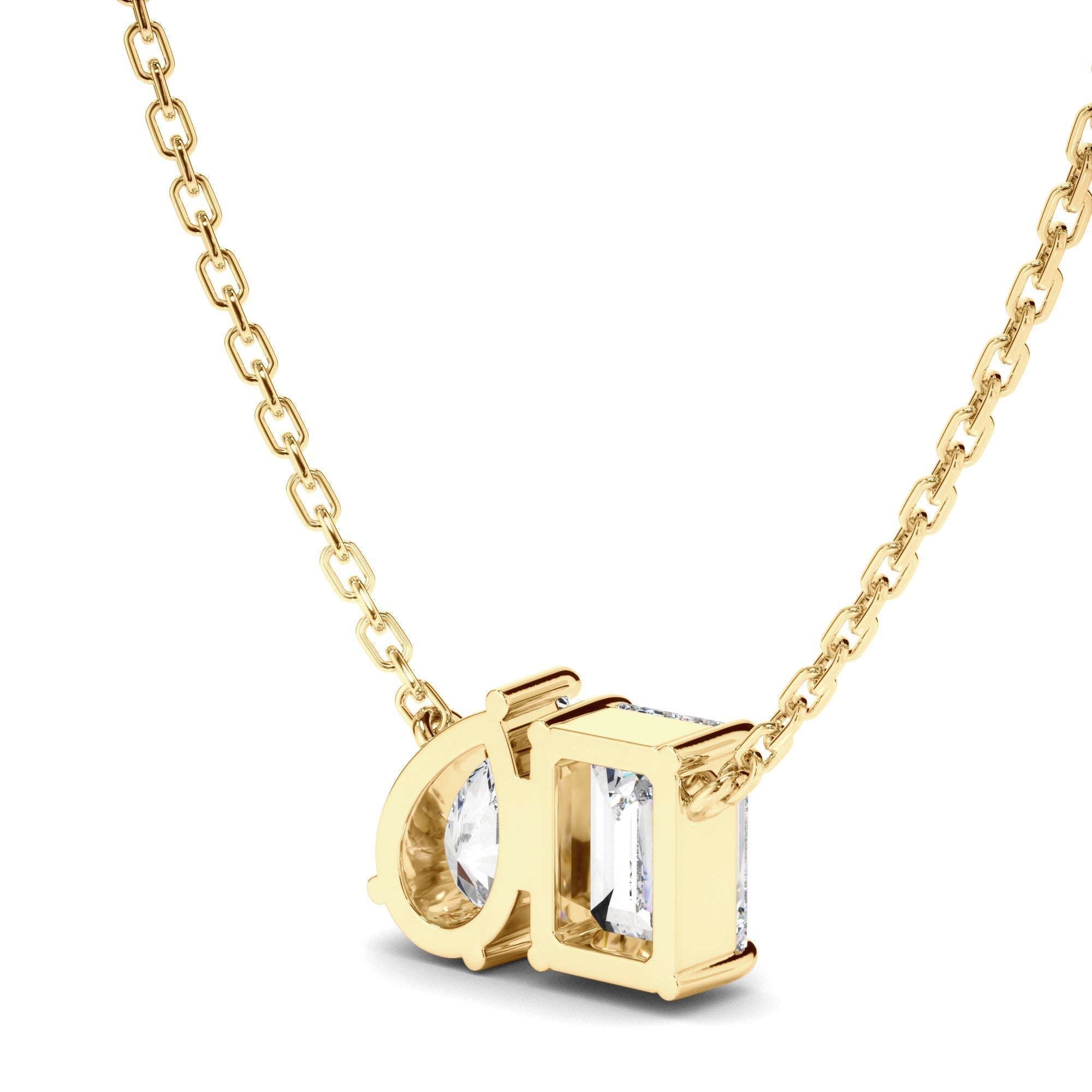 Emerald & Pear Cut Diamond Toi et Moi Necklet