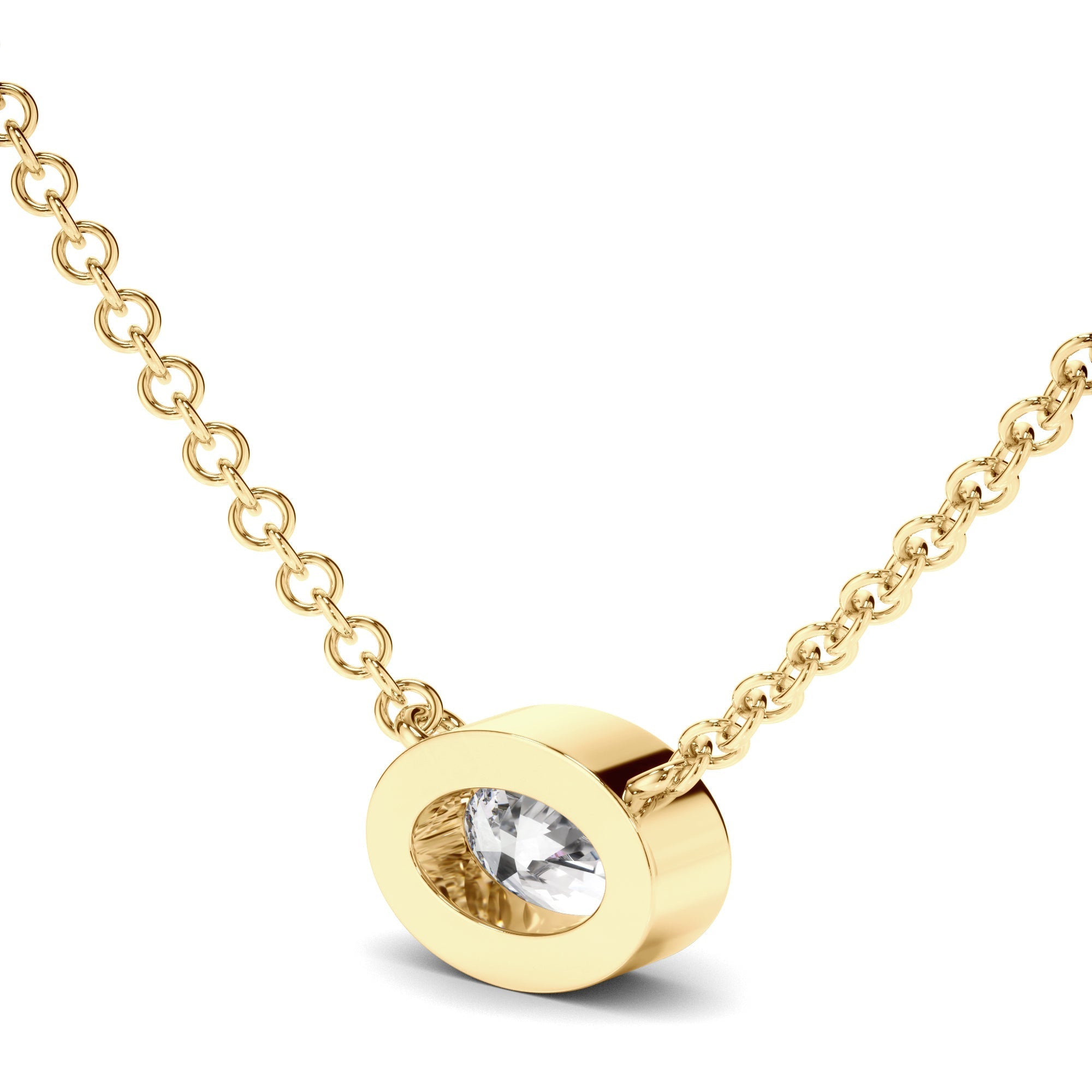 Oval Cut Diamond Bezel Set Necklet