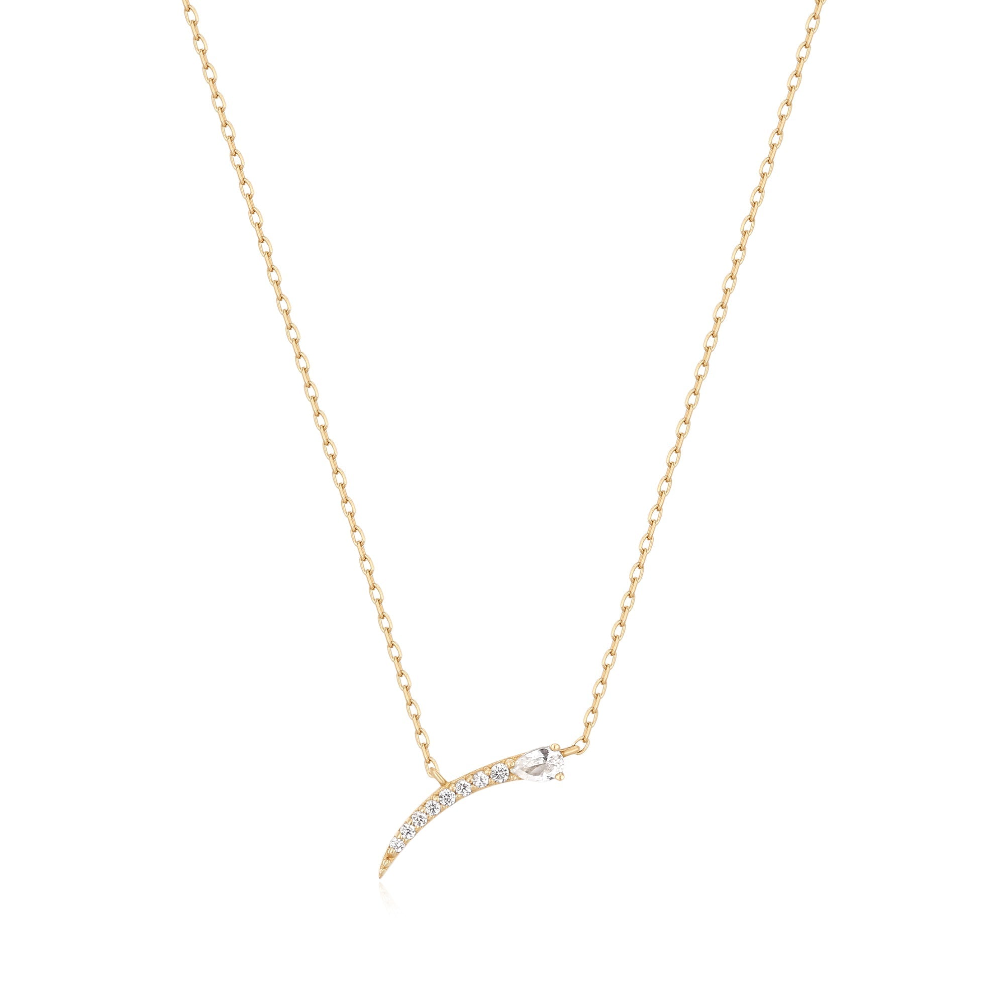 Ania Haie 14ct Gold White Sapphire Bar Pendant Necklace