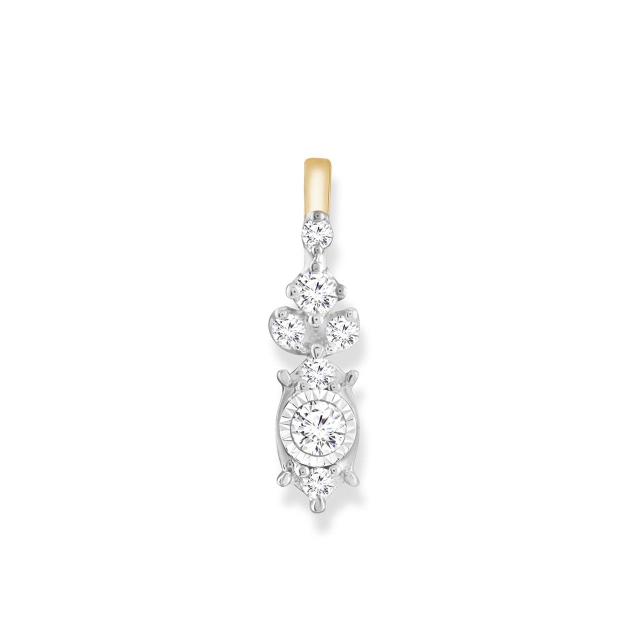 9ct Yellow Gold Natural Diamond Drop Pendant